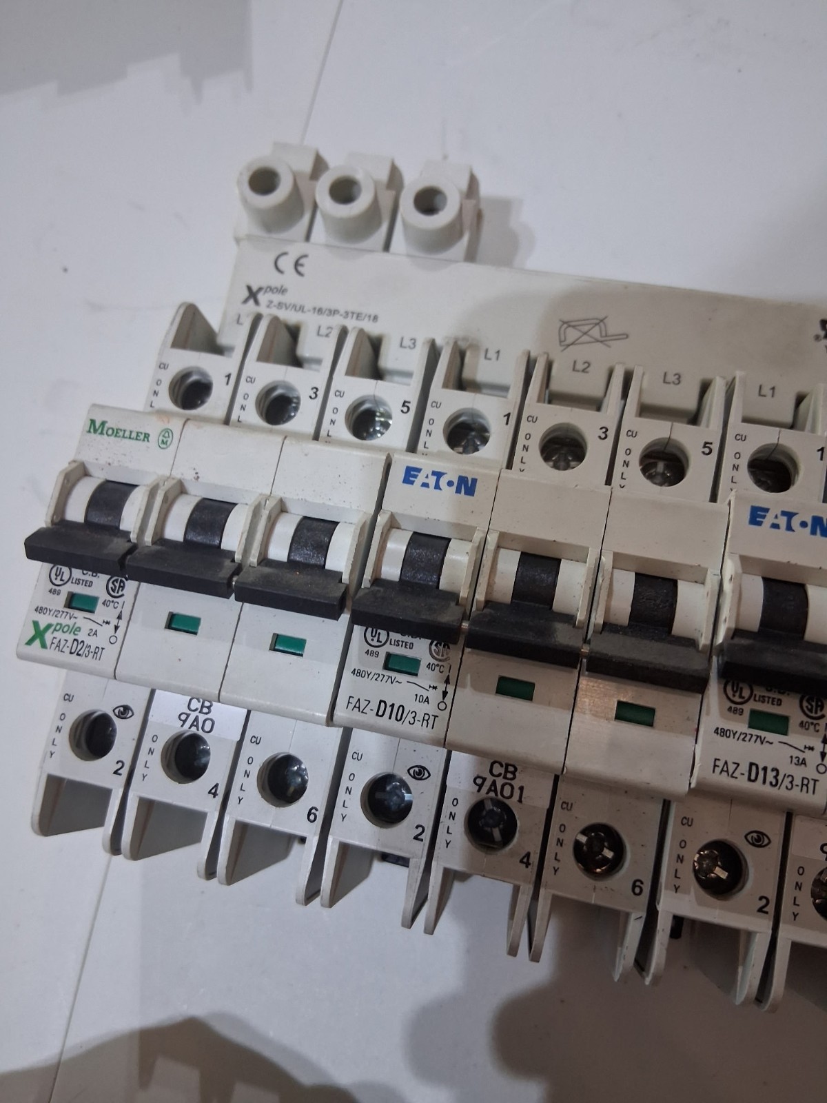 Eaton Moeller 3-Pole Breaker Rack (7 Units) – FAZ-D10/3-RT & D13/3-RT + Busbar