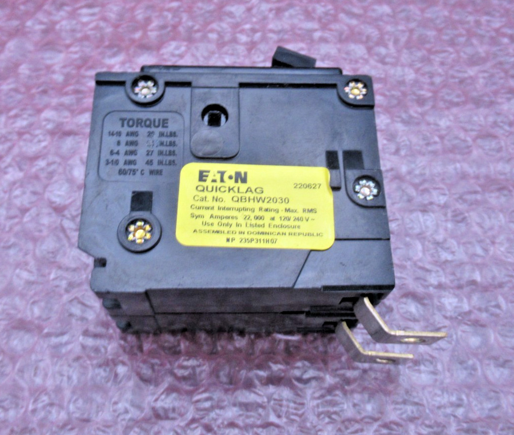 Eaton QBHW2030 Quicklag Circuit Breaker 2P, 30A, 22RMS *NEW*
