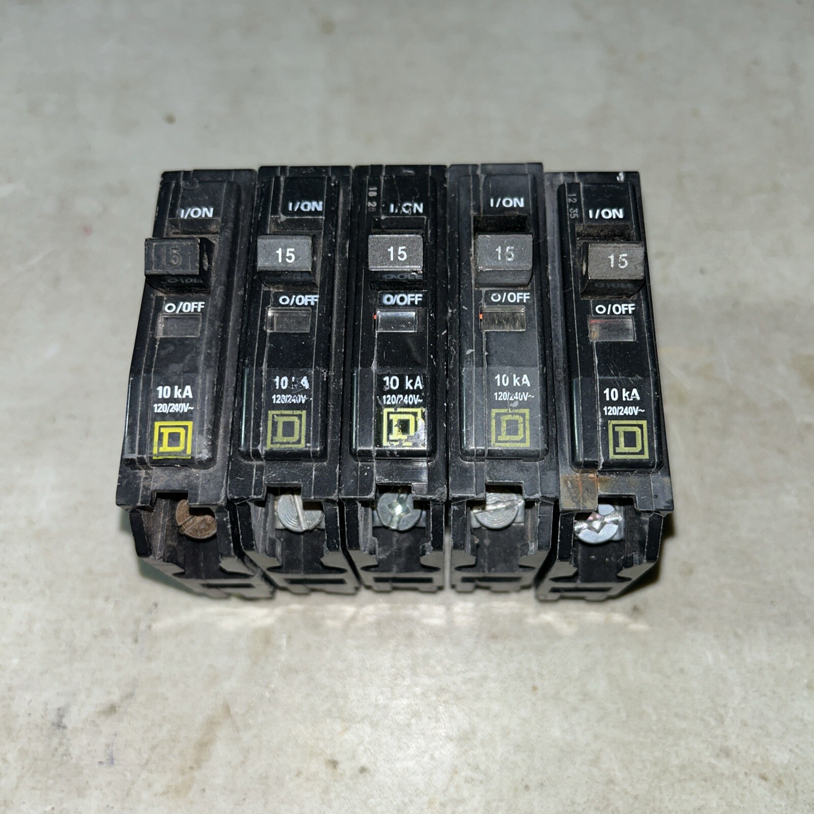 Lot Of 5 Square D QO115 15 Amp Miniature Circuit Breaker