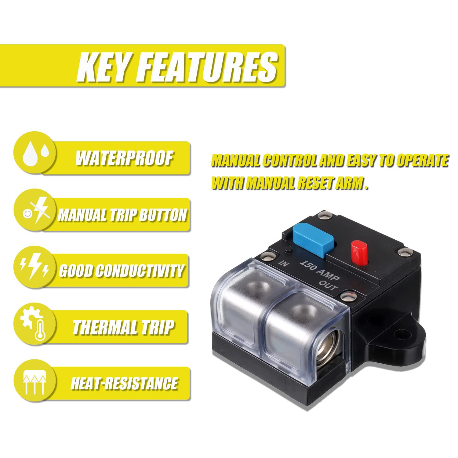 150A Resettable Circuit Breaker – 150 Amp Self Recovery for Car Audio & Amps Pr