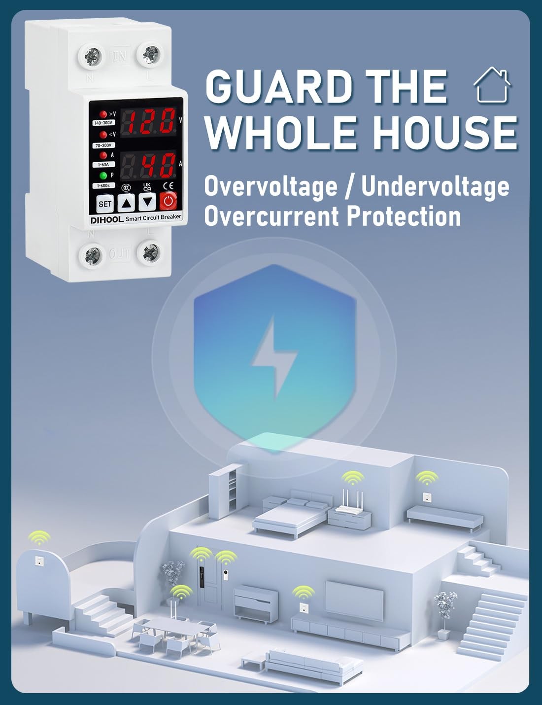 Adjustable Voltage Protector 110V 220V Cutoff Overcurrent Smart Breaker