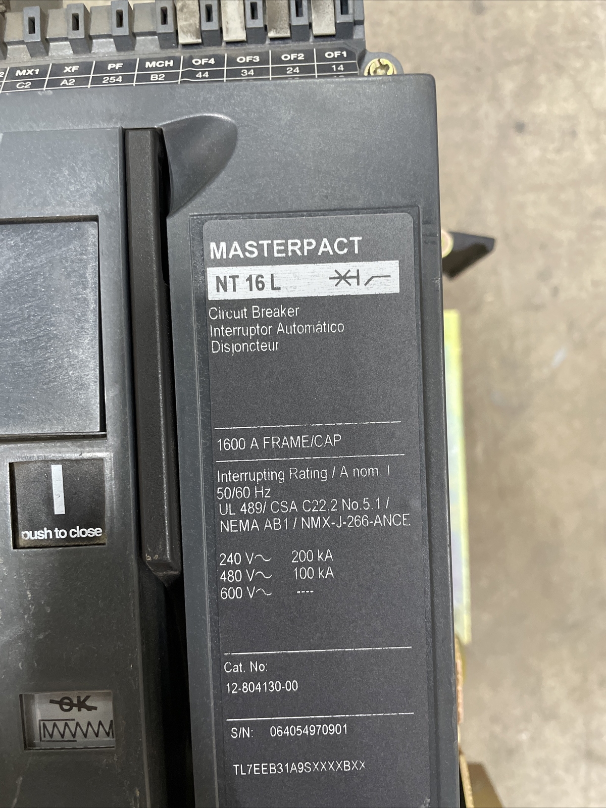 SQUARE D NT16L 1600 A FRAME 3P 480-600 VAC CIRCUIT BREAKER 1 year warranty