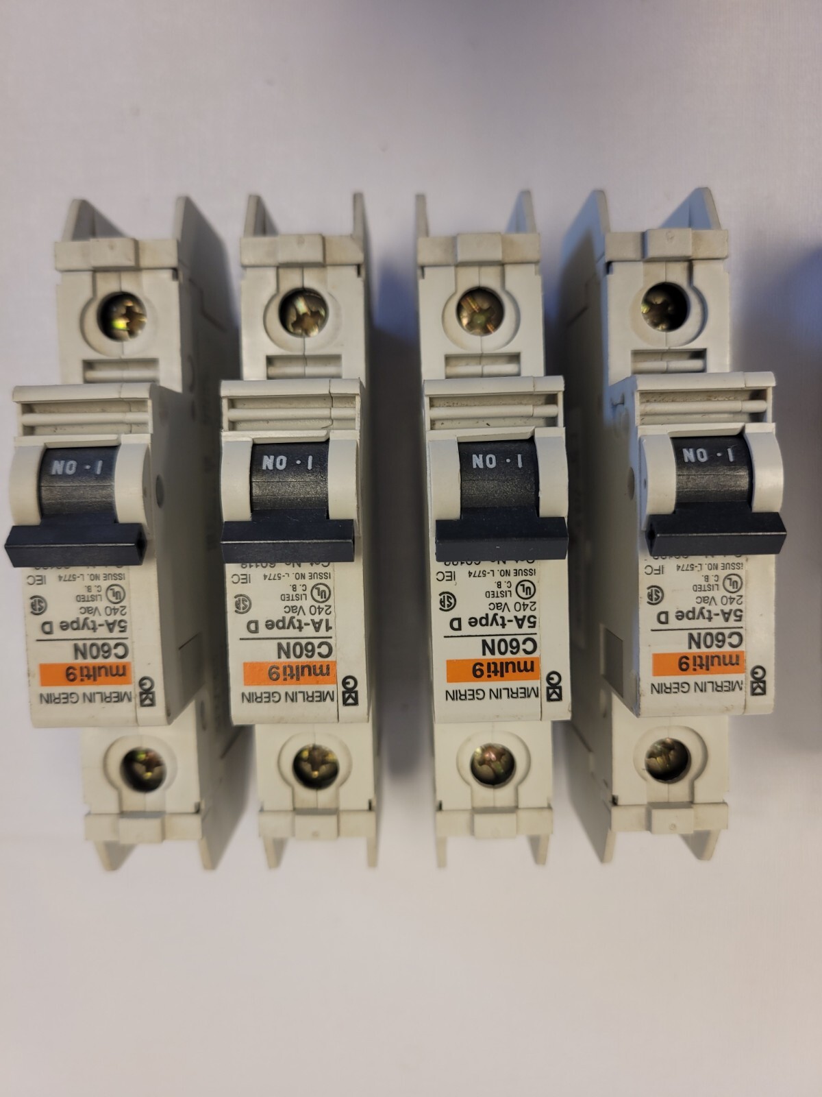 Assorted Lot Of 9 Breakers; 4-AB 1489-A, 1-AB 1492-CB1, 4-Merlinn Gerin C60N…