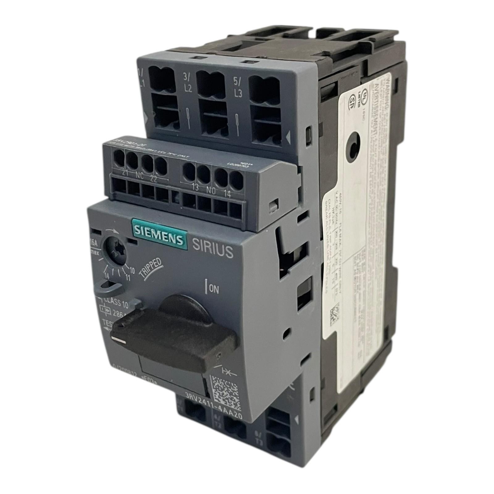 Siemens Circuit Breaker Size S00 for Transformer Protection 10.16A 3RV2411-4AA20