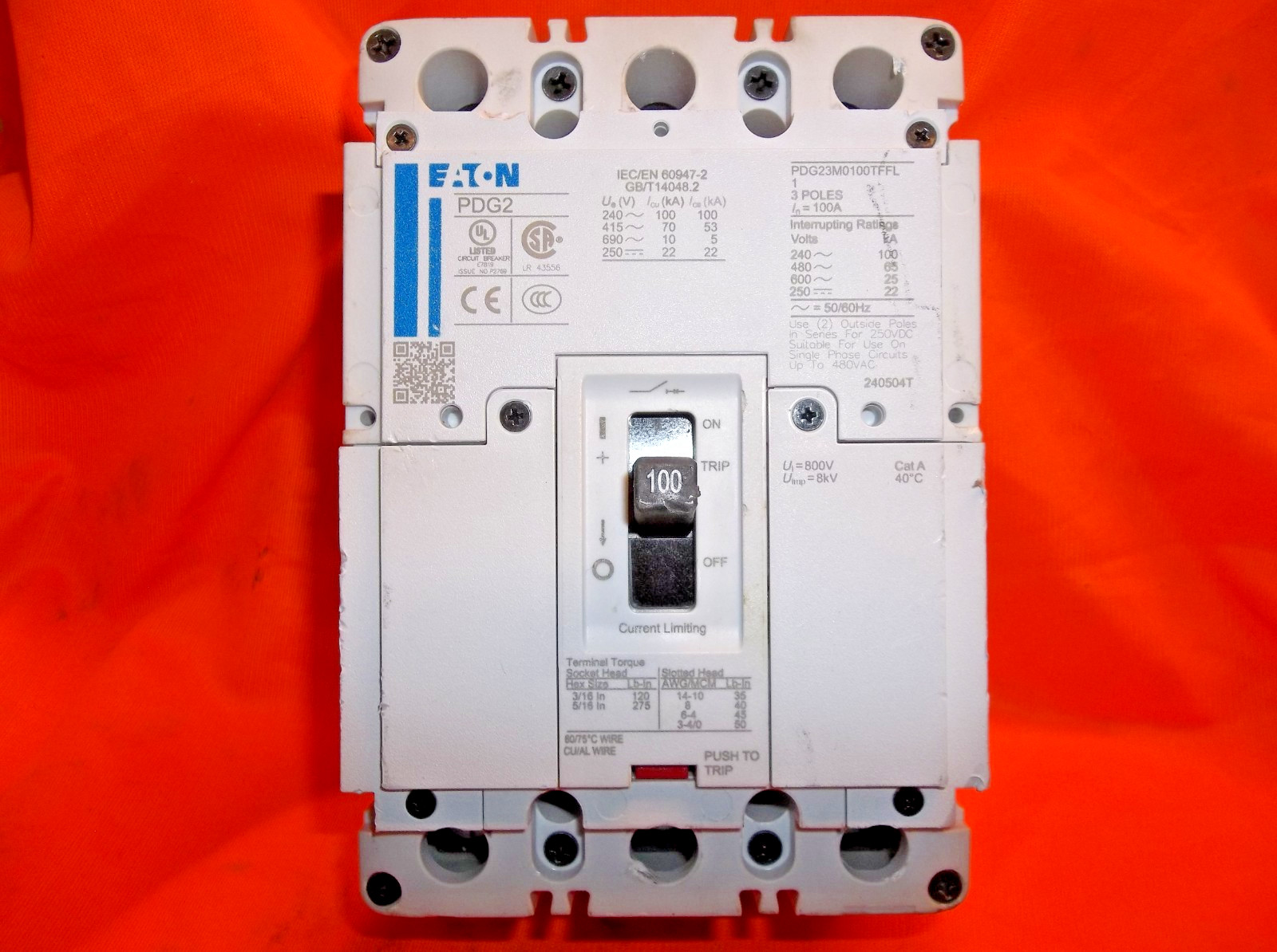 EATON PDG23M0100TFFL circuit breaker 1206A5