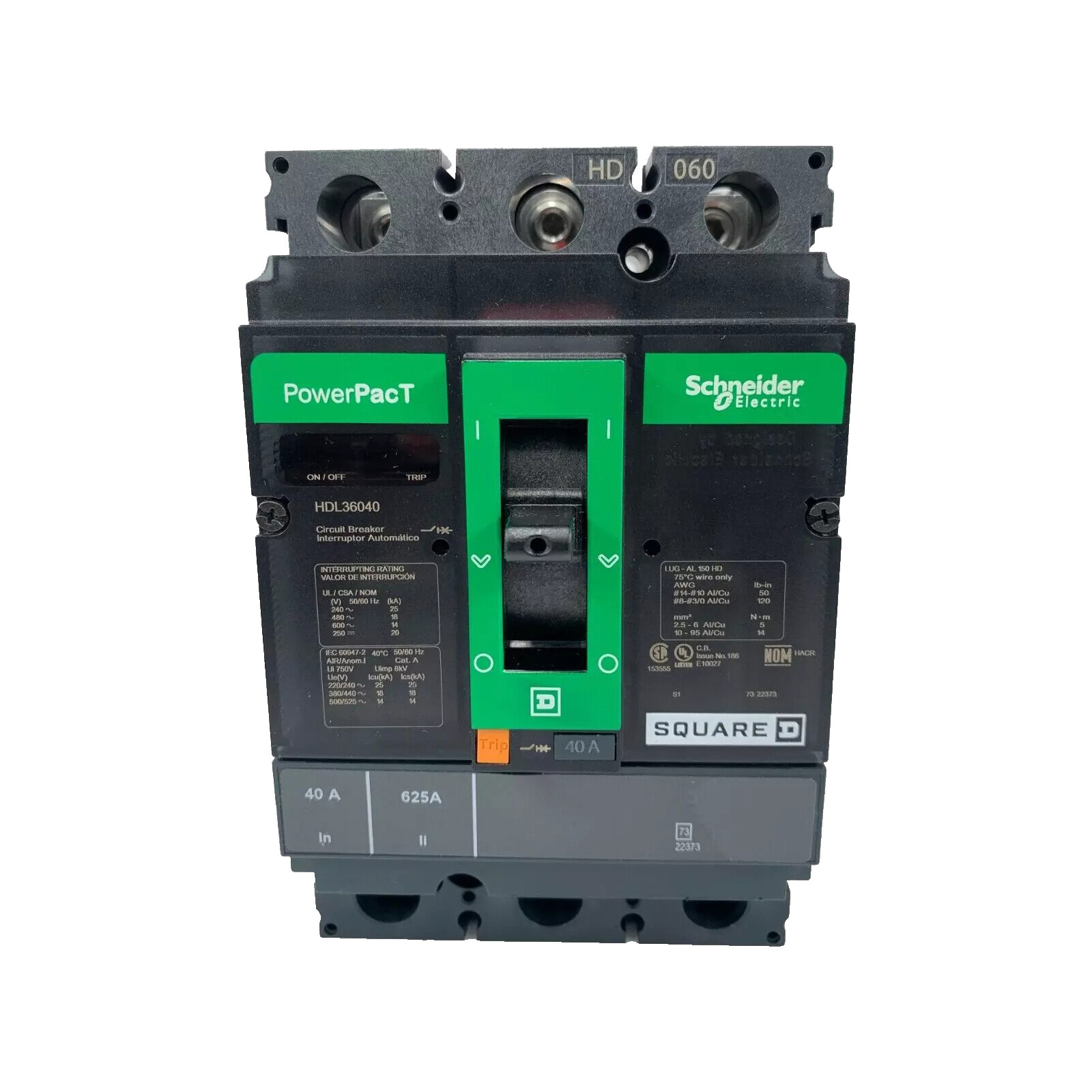 NIB – Square D – HDL36040 – Powerpact H 40A, 3-Pole Circuit Breaker