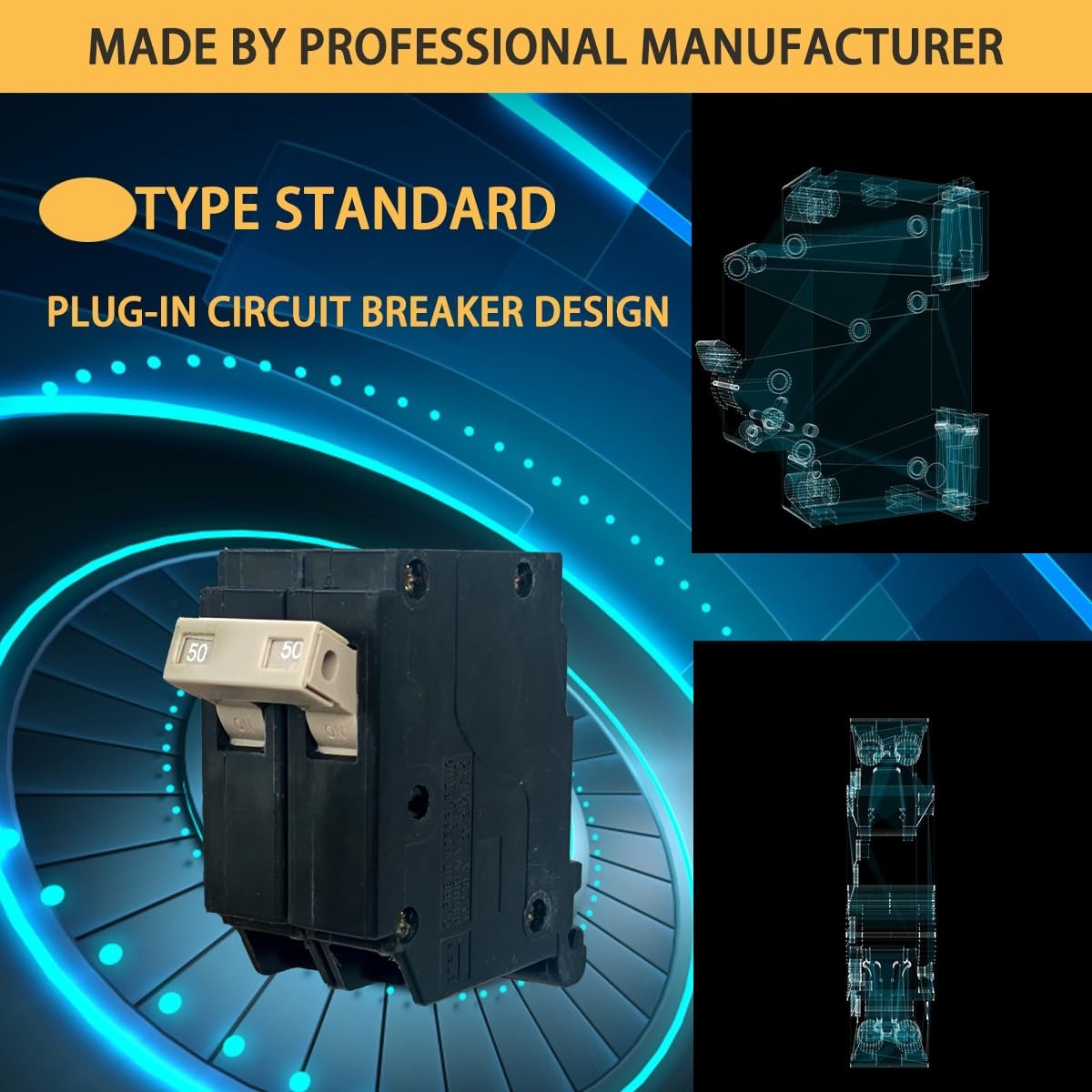 OEM-Compatible 50 Amp 2-Pole Circuit Breaker – Easy Plug-in Design for Safety
