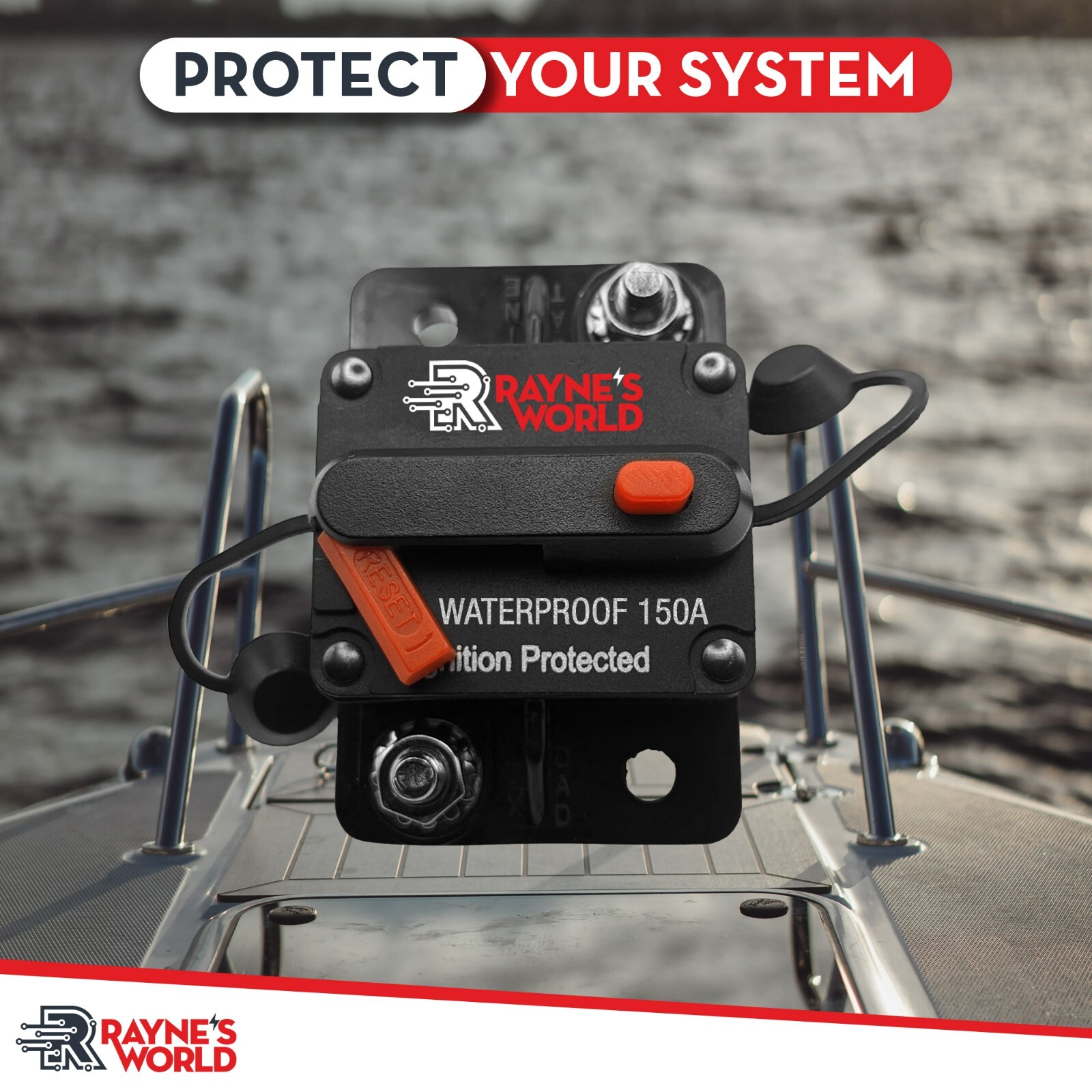 150 Amp Waterproof Circuit Breaker Auto/Marine/Solar 12-48V DC Manual Reset