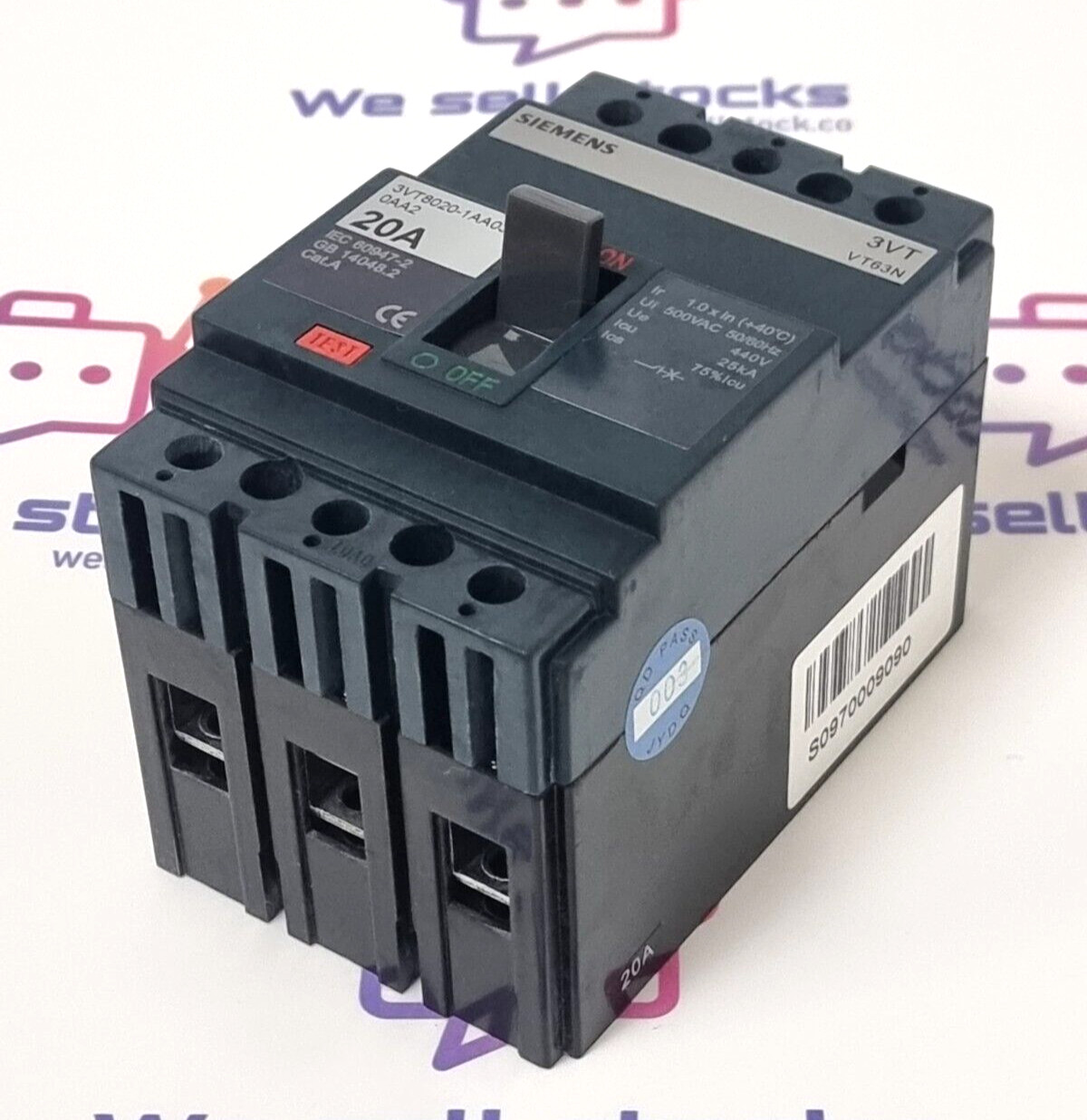 SIEMENS 3VT8020-1AA03-0AA2 Circuit Breaker 20A