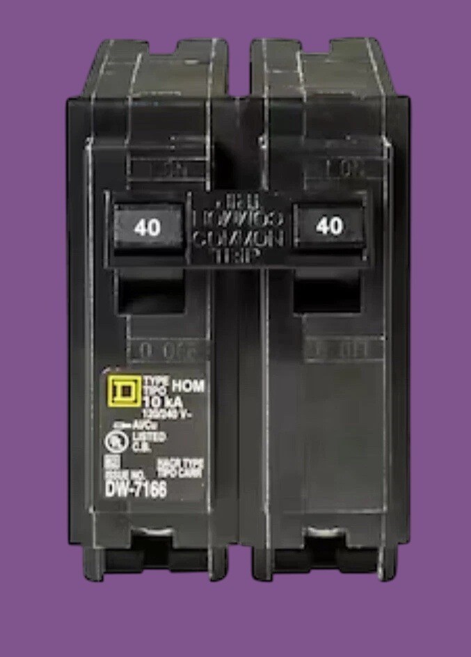Square D Homeline 40A 2-Pole Circuit Breakers 120/240V 50/60Hz 5 Pack