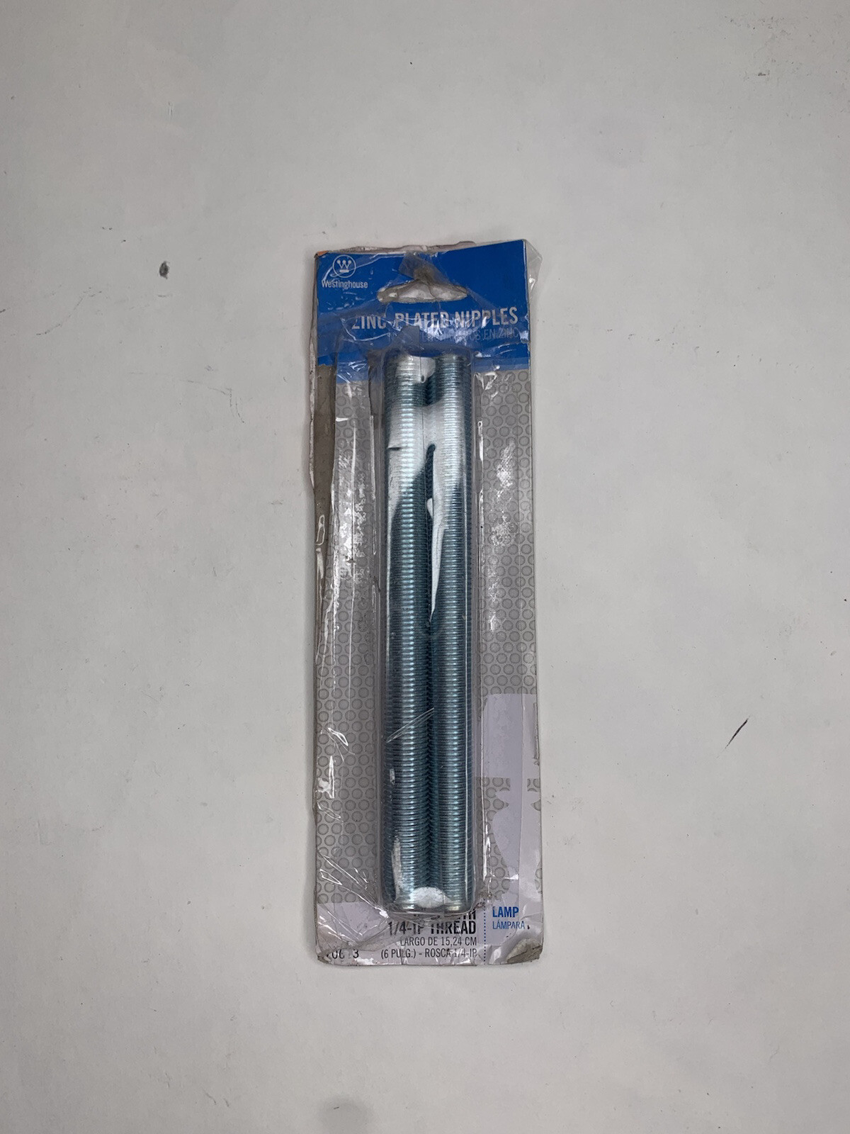 WESTINGHOUSE-7061300 – 2 Steel Nipples Zinc-Plated 6 inches long, Threaded 1/4-I