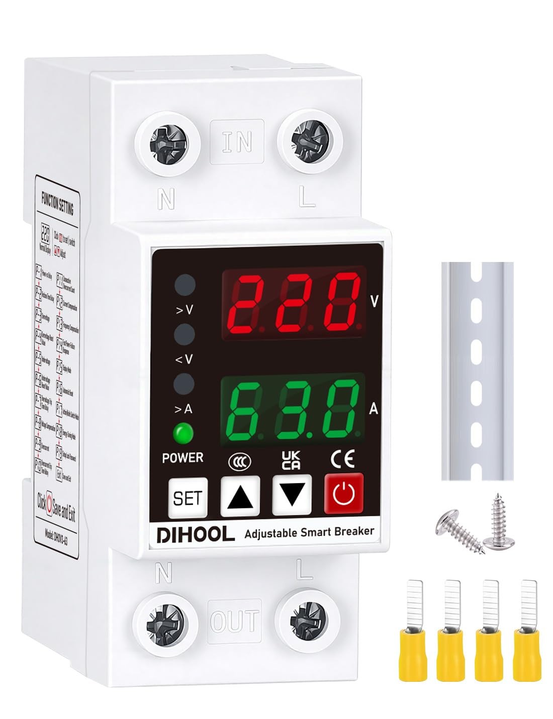 Smart Circuit Breaker with Adjustable Voltage Protection, 70-200V Low and 140…