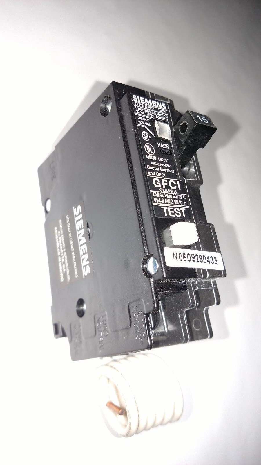 Siemens QF115H 15-Amp Single Pole 120-Volt type QPHF Ground Fault Circuit Interr