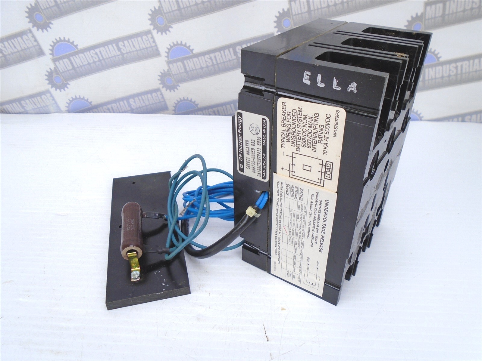 GE – TED136020WL – 20A, 3 Pole, 240-600 VAC – w/EXTERNAL RESISTOR 20k Ω 25W