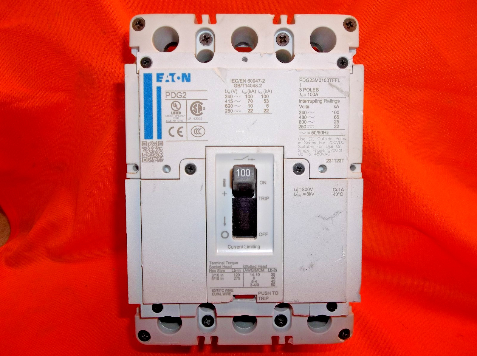 EATON PDG23M0100TFFL circuit breaker 1106C2