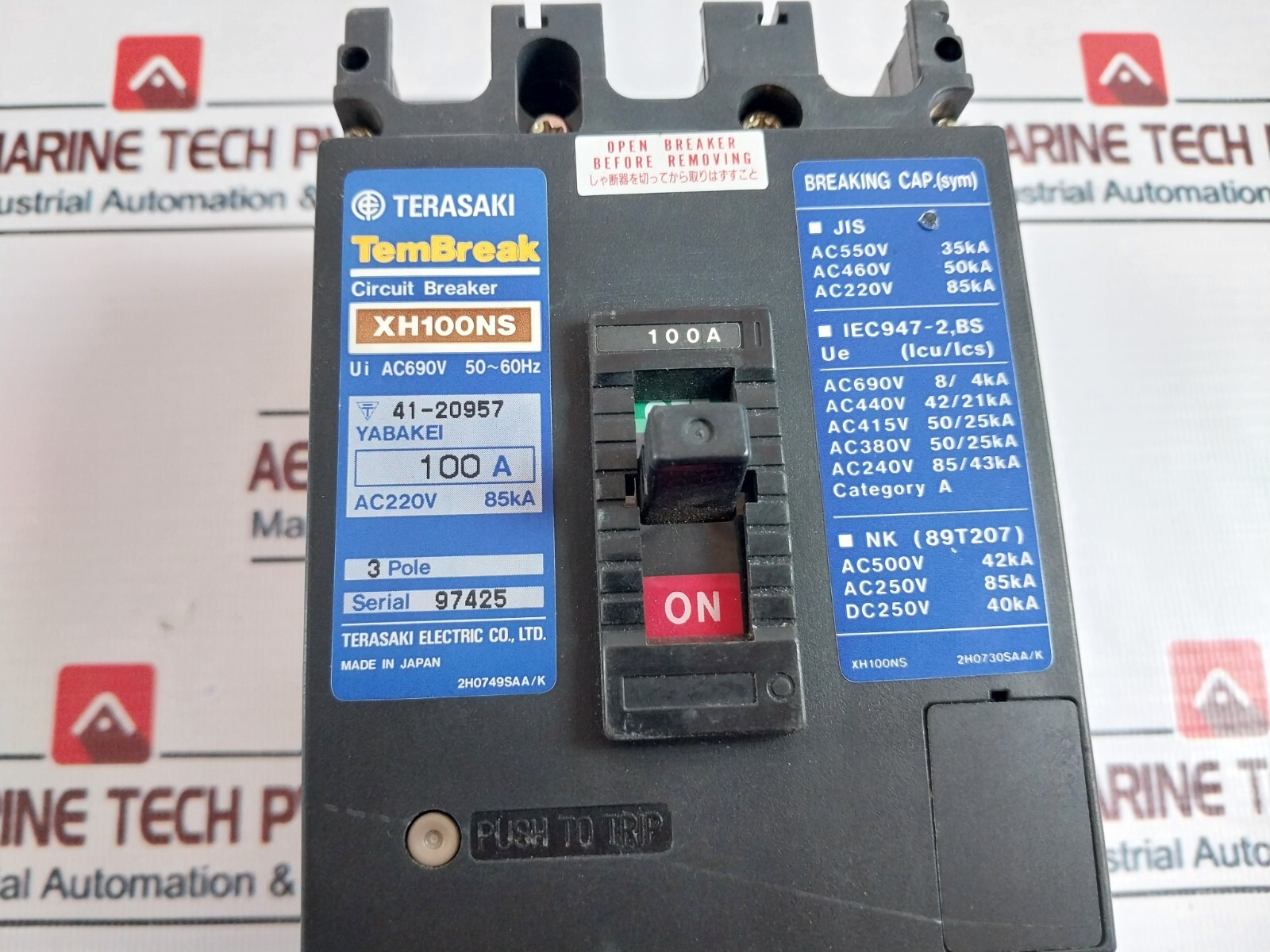 Terasaki Electric 3 Pole Circuit Breaker XH100NS 100A