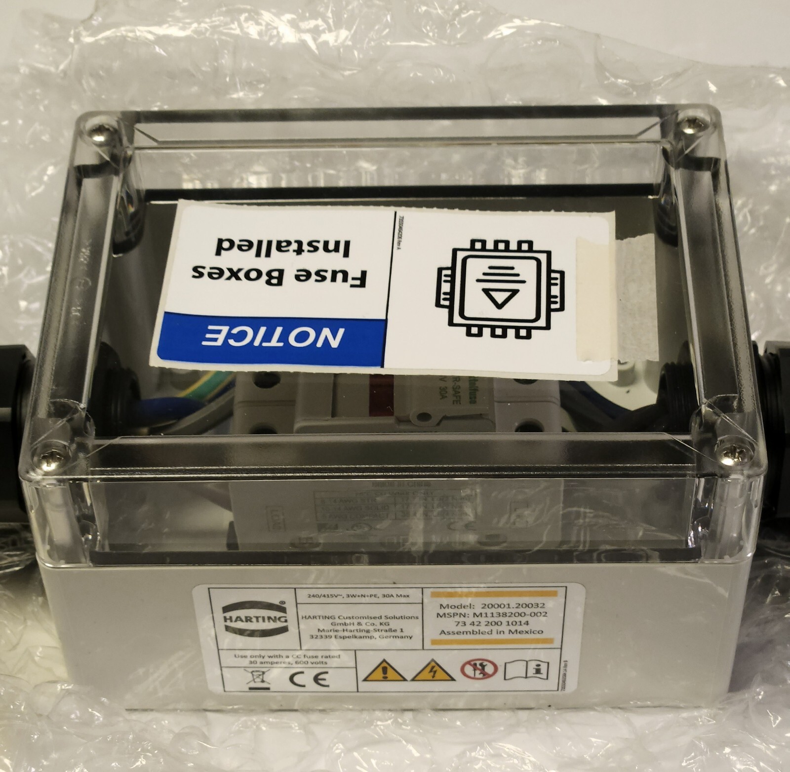 HARTING HAN-ECO M1138200 002 POWER Connecting Cable With 30 AMP Breaker Assembly