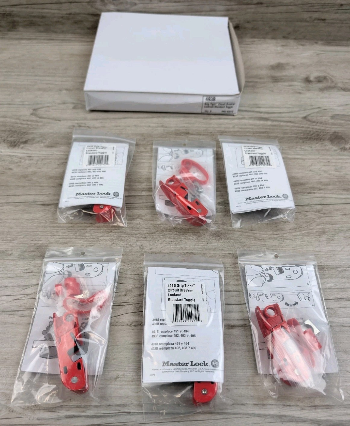 Master Lock 493B Grip Tight Circuit Breaker Lockout Standard Toggle Pack of 6