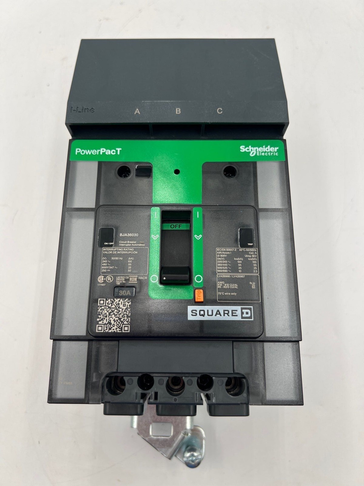 SQD BJA36030 I-Line Circuit Breaker 30A 480V 3P BJA 30 Amp 3 Pole
