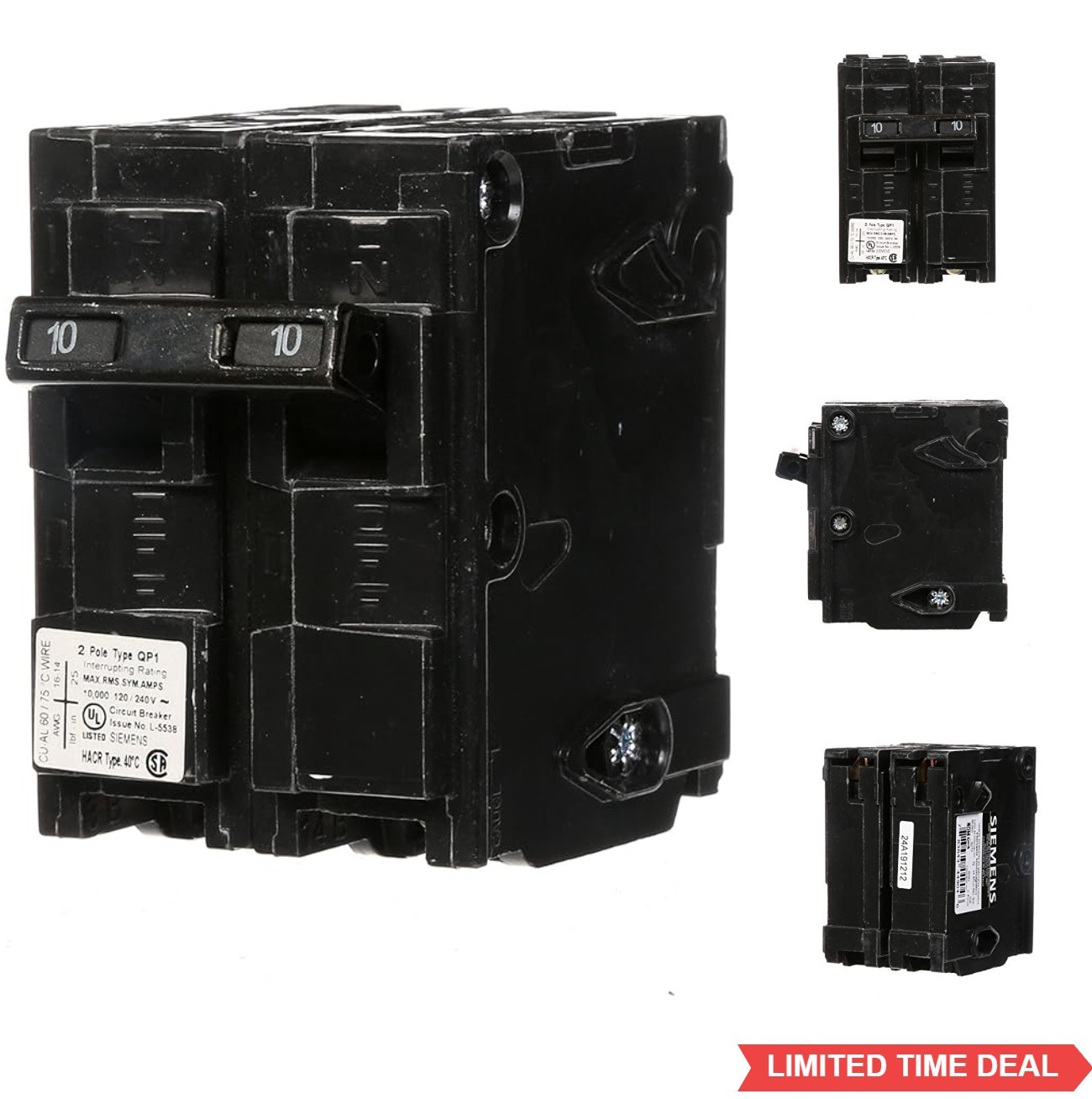 Double Pole Circuit Breaker 10 Amp 240V Type QP Plug-In for Load Centers