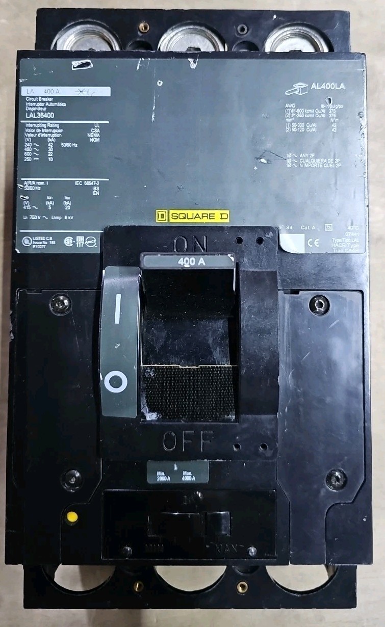 Square D LAL36400 3p 400a 600v Circuit Breaker Used