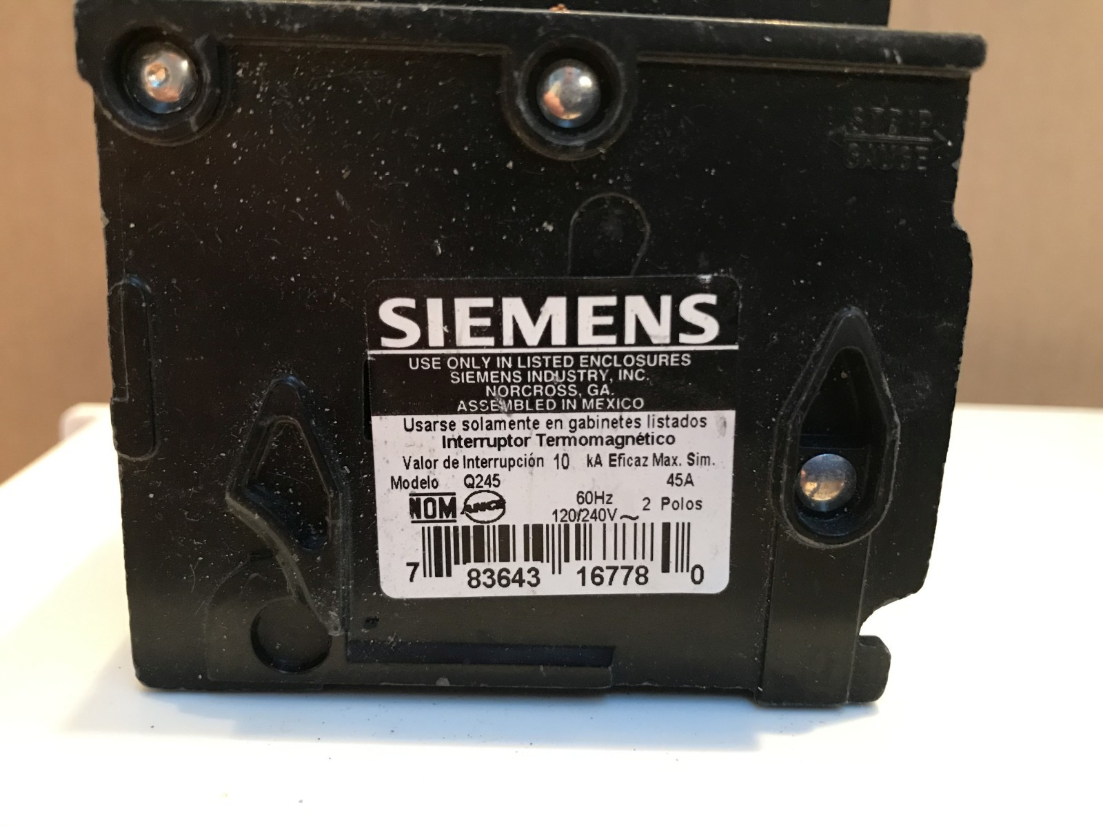Siemens Q245 45 Amp 2 Pole 120/240V Type QP Circuit Breaker
