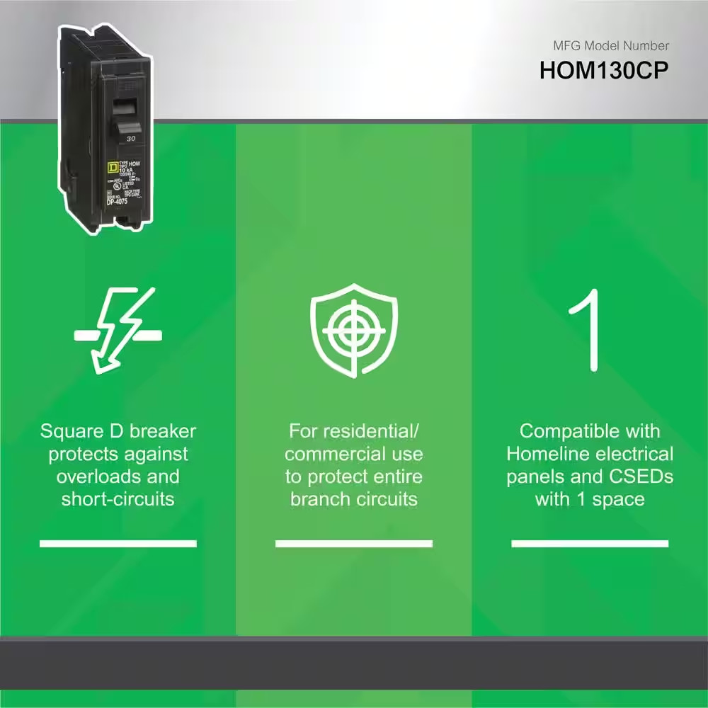 30 Amp Single Pole Circuit Breaker Residential Phase Commercial Electrical Panel