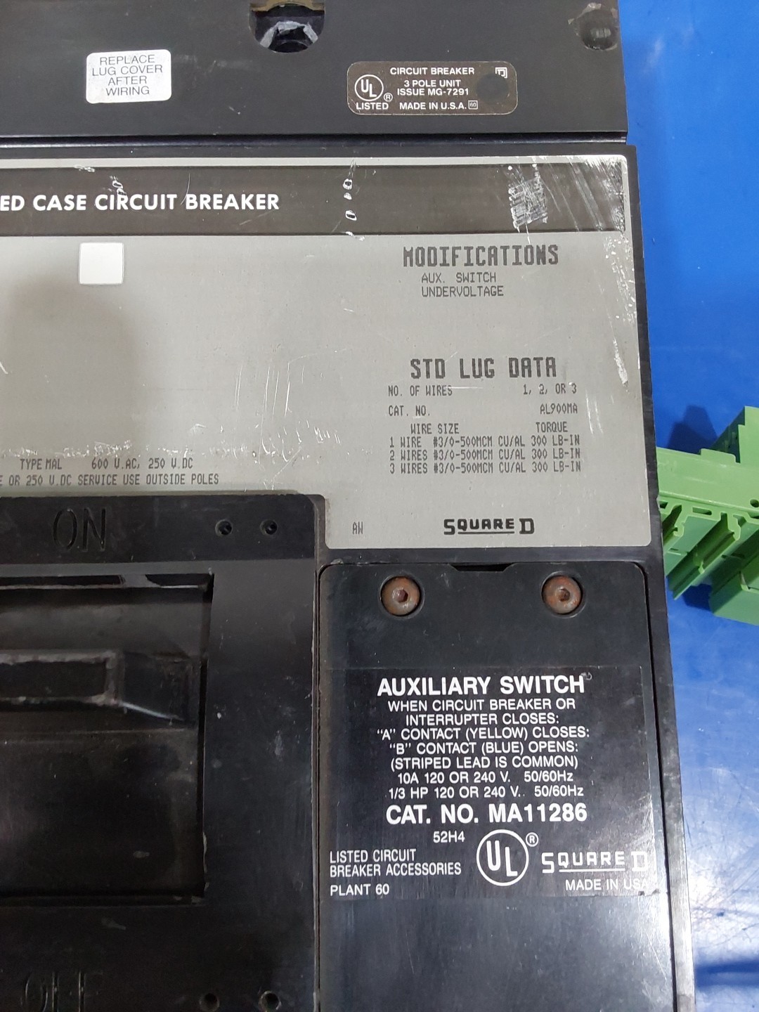 Square D MHL3612001287 Molded Case Circuit Breaker ~1200 Amp