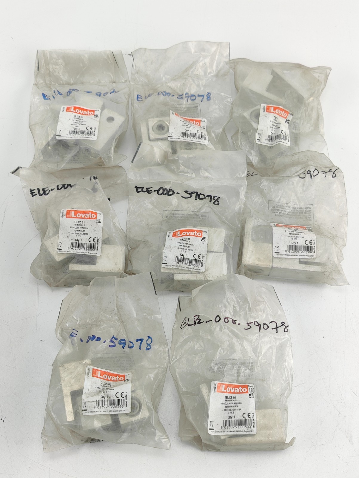 LOT OF 16 PCS. Lovato GLX501 – Terminal clamp sets for rigid and flexible cables