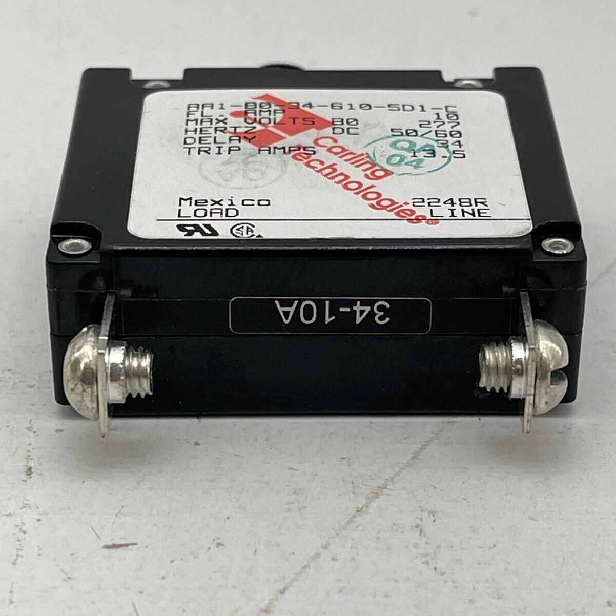 Carling Technologies Toggle Circuit Breaker AA1-B0-34-610-5D1-C 10A Molded Case