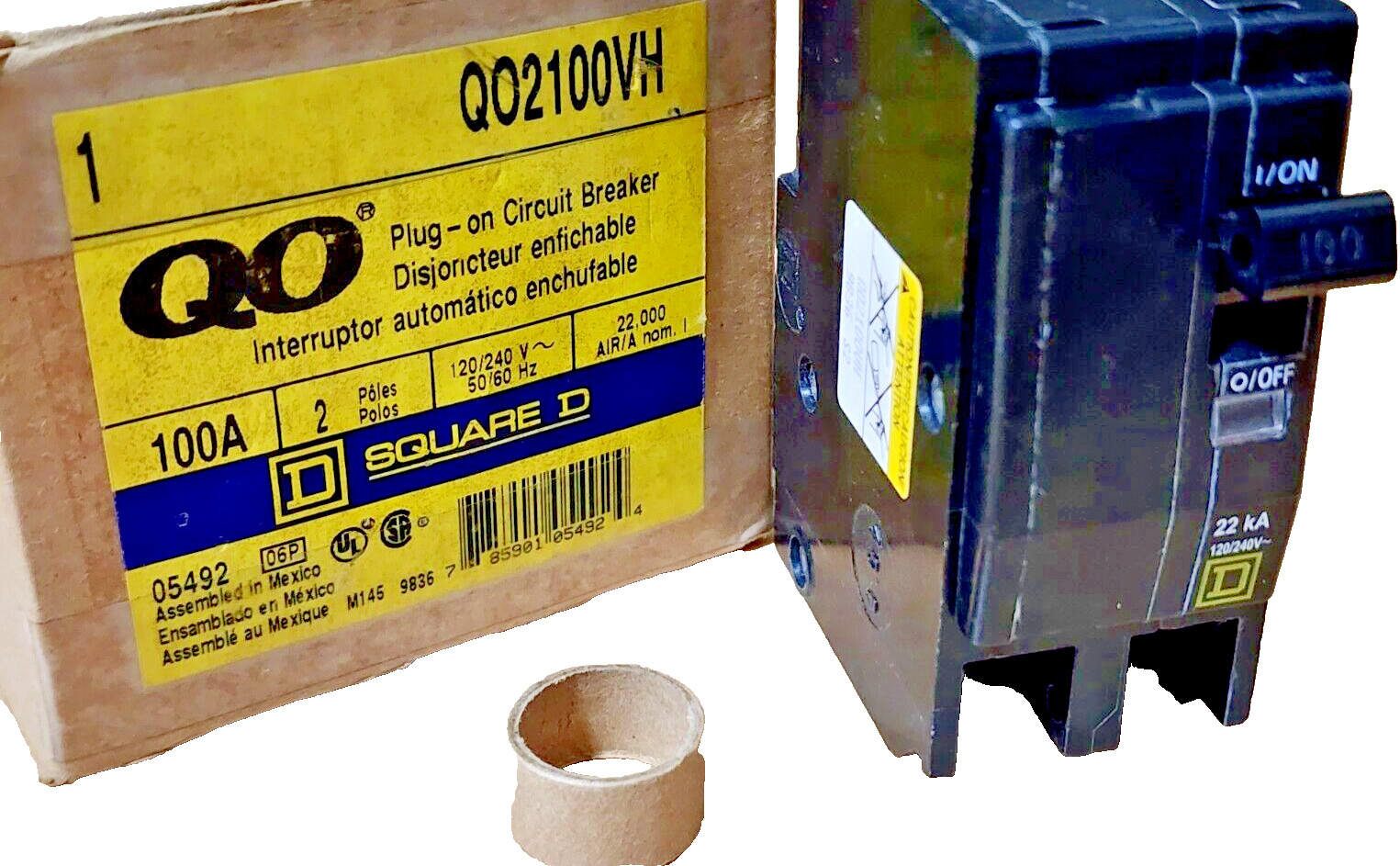 SQUARE D QO2100VH, 2 Pole 100 Amp CIRCUIT BREAKER 120/240VAC