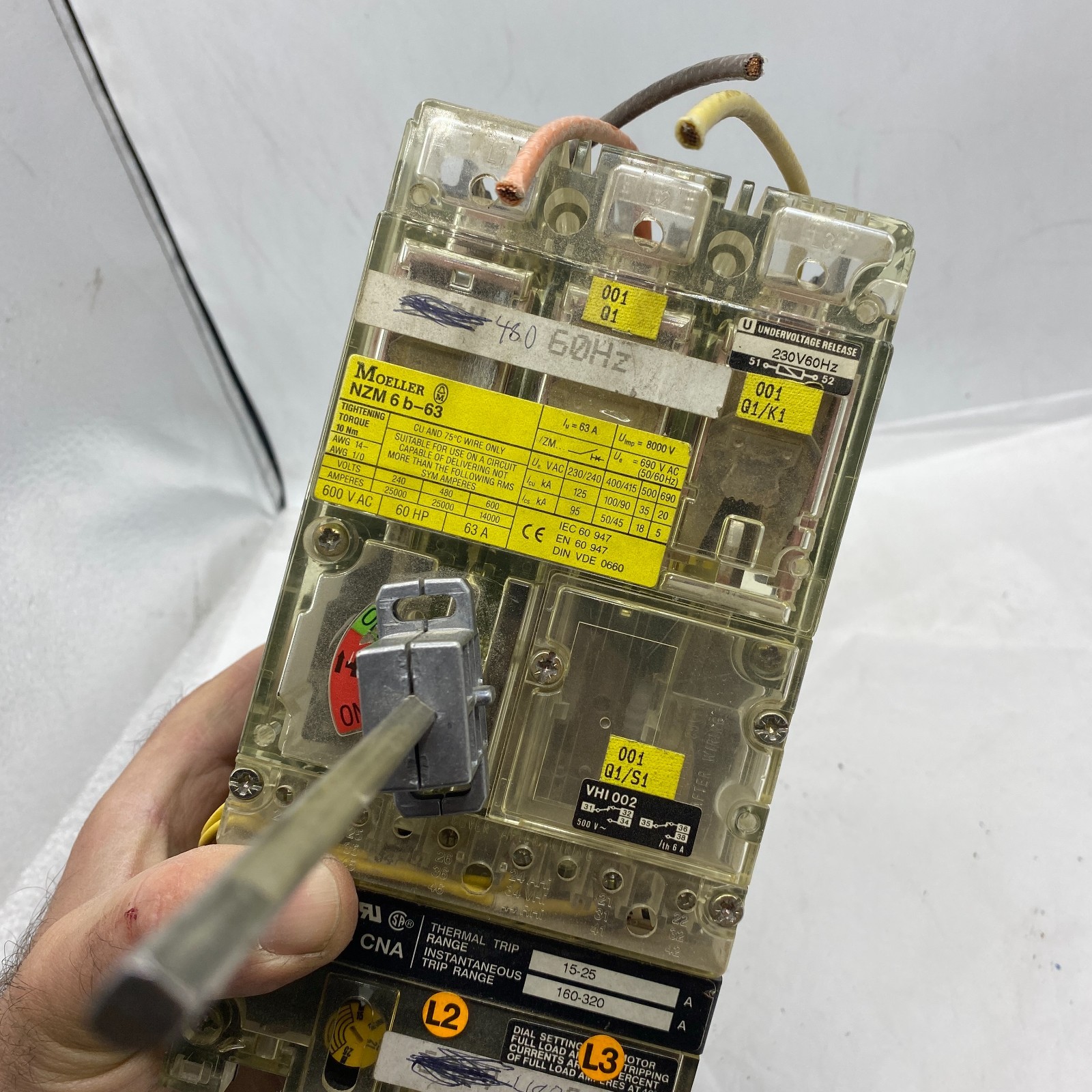 KLOCKNER MOELLER NZM 6 b-63 CIRCUIT BREAKER 3-POLE NZM6B-63 600VAC 60HP