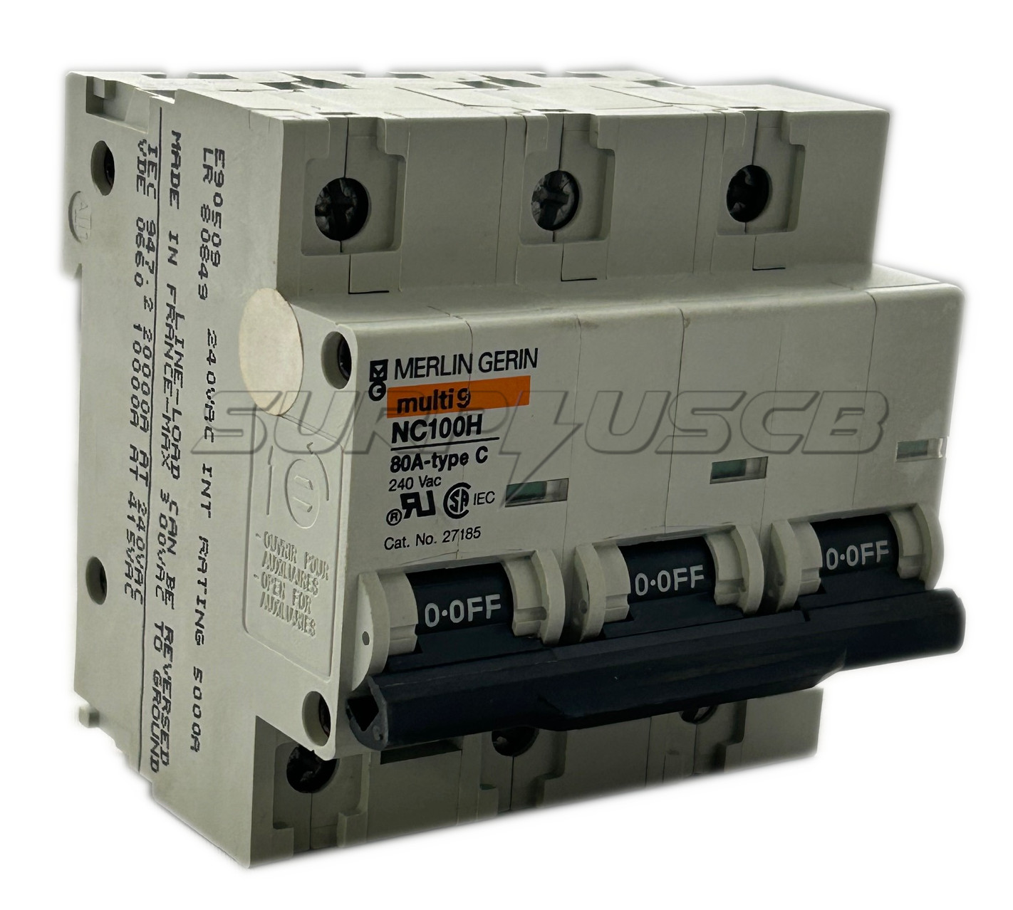 Square D MG27185 Molded Case Circuit Breaker, 120/240Vac, 80A, 3-Pole, Bolt-On