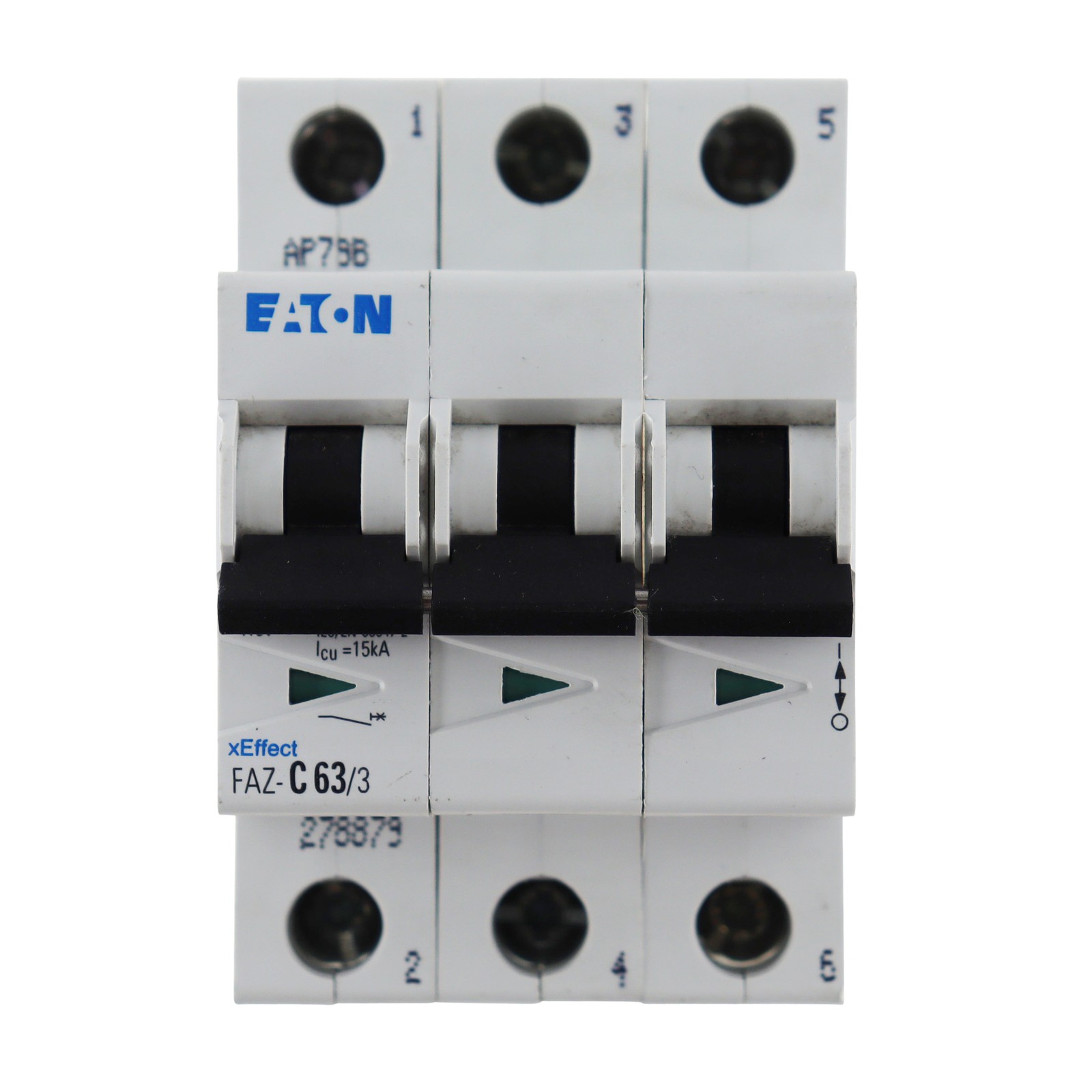 EATON FAZ-C63/3 SUPPLEMENTARY MINIATURE CIRCUIT BREAKER, 3-POLE, 63A, 480/277VAC
