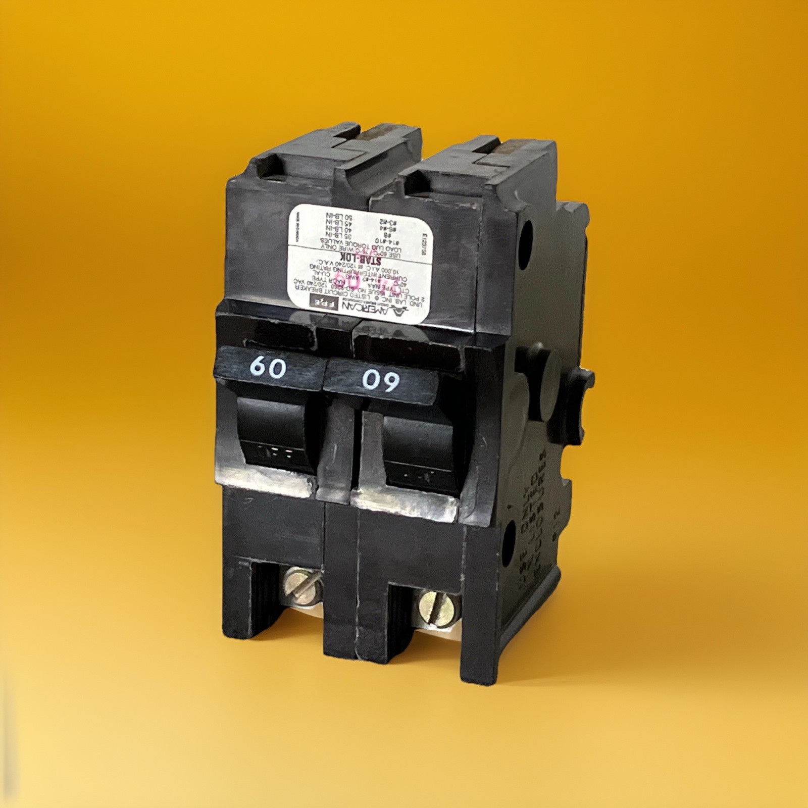 FPE NA260 Federal Pacific 2P 60A 240V Stab-Lok Circuit Breaker Black White “60”