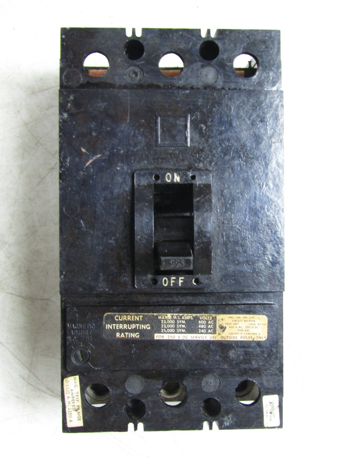 🙌 SQUARE D 225 AMP CIRCUIT BREAKER 600 VAC 250 VDC 3 POLE KAP-36225