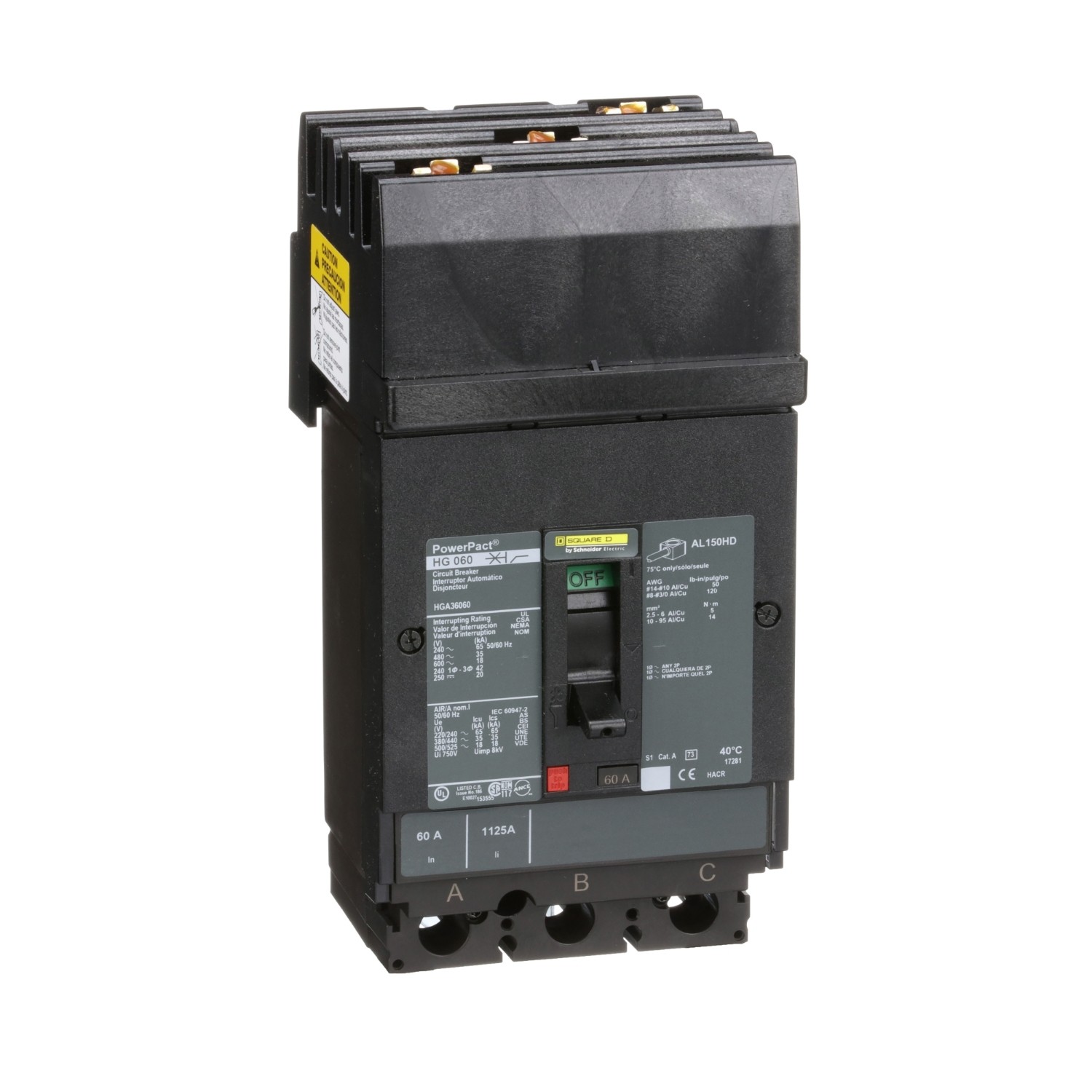 Square D HGA36060 Circuit Breaker – MCCB 60A 3P 600VAC 18kA