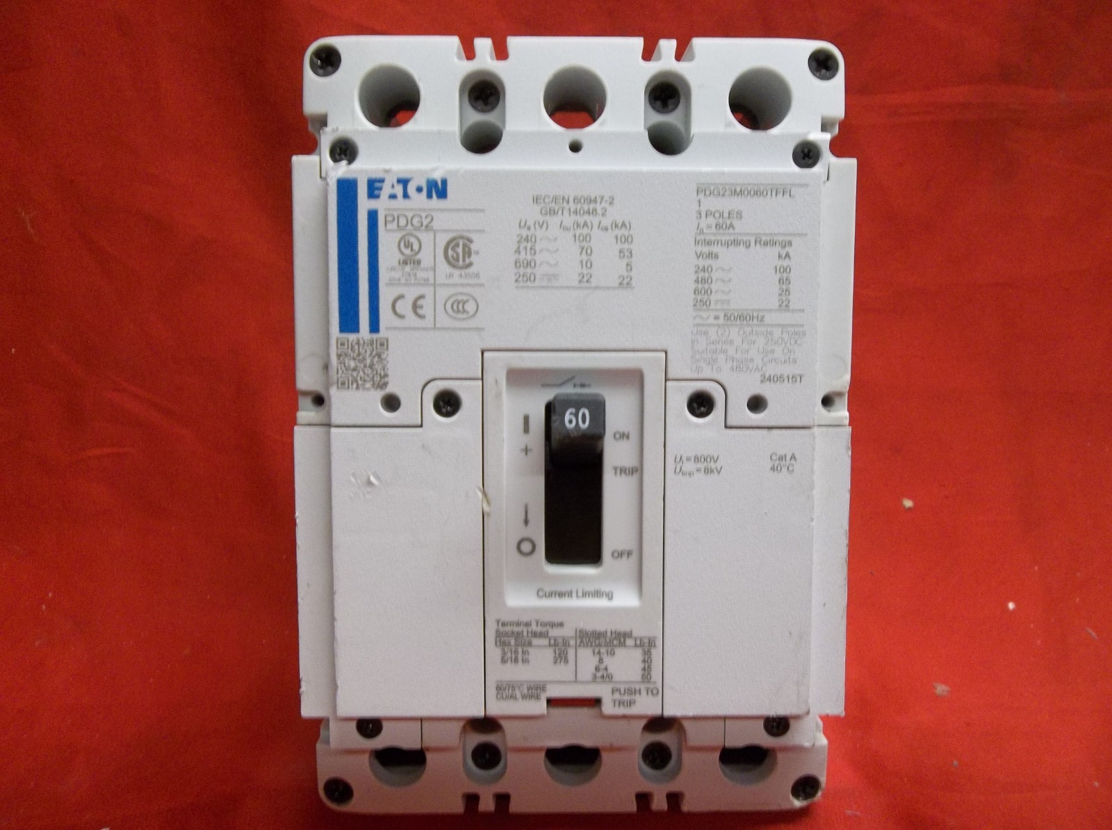 EATON PDG23M0060TFFL circuit breaker 9125a5
