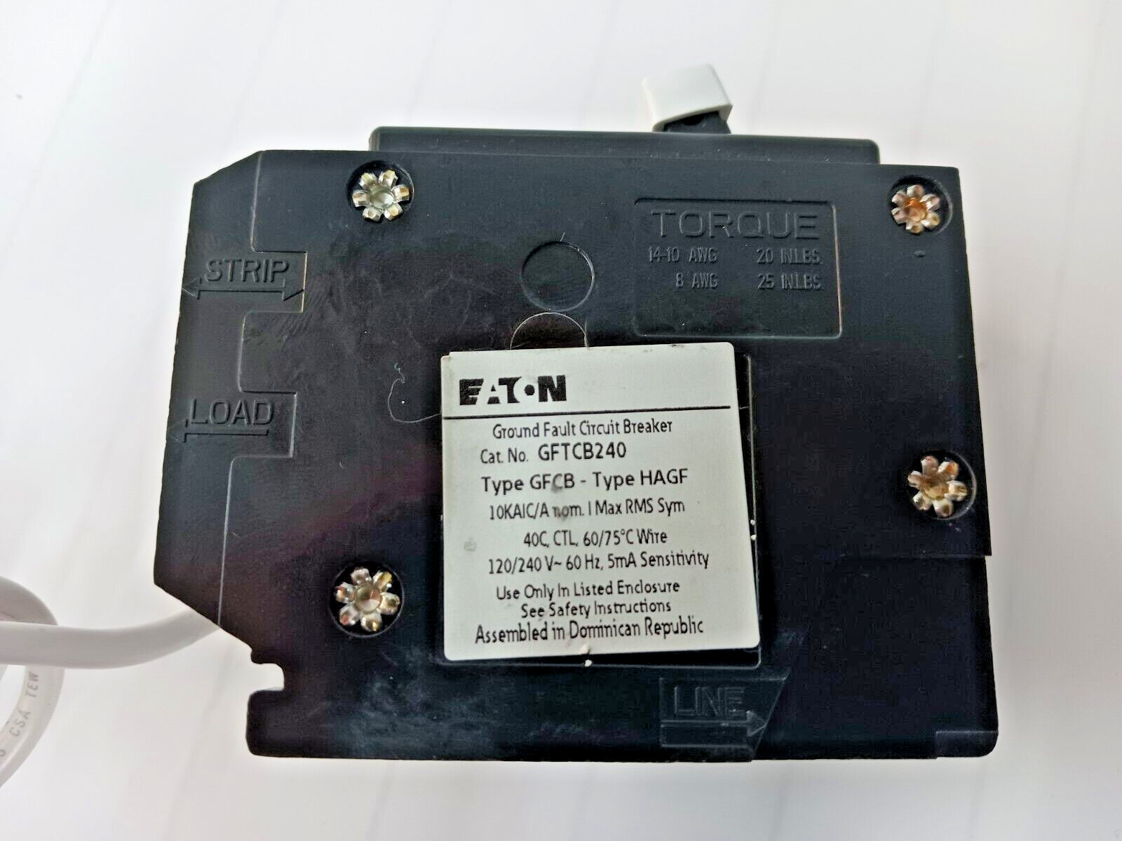 EATON 40 AMP GFCI CIRCUIT BREAKER 120/240 VAC 2 POLE GFTCB240