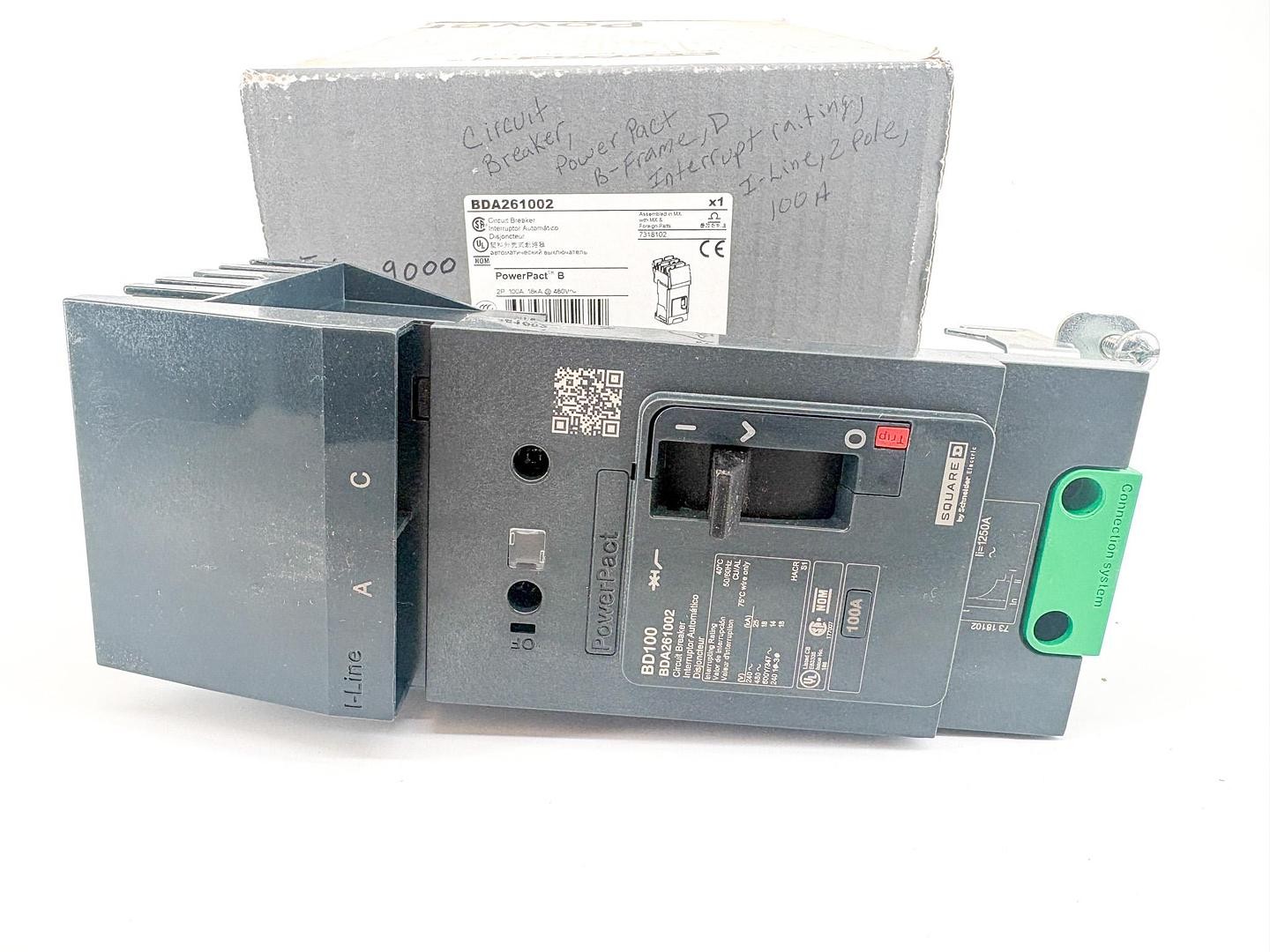 New Square D BDA261002 PowerPact Circuit Breaker 100A 480V 2-Pole