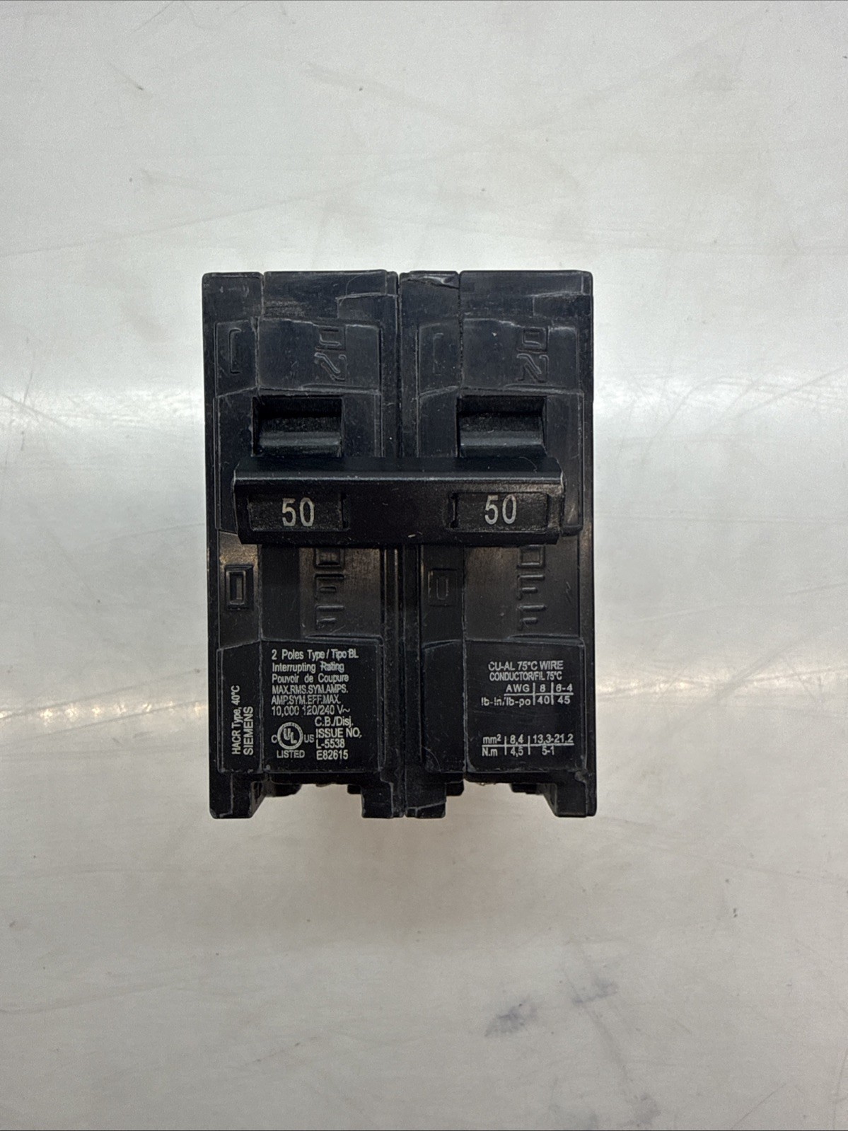 1 BREAKER NEW B250 SIEMENS BREAKER 2 POLE 50 AMP 240V BL250