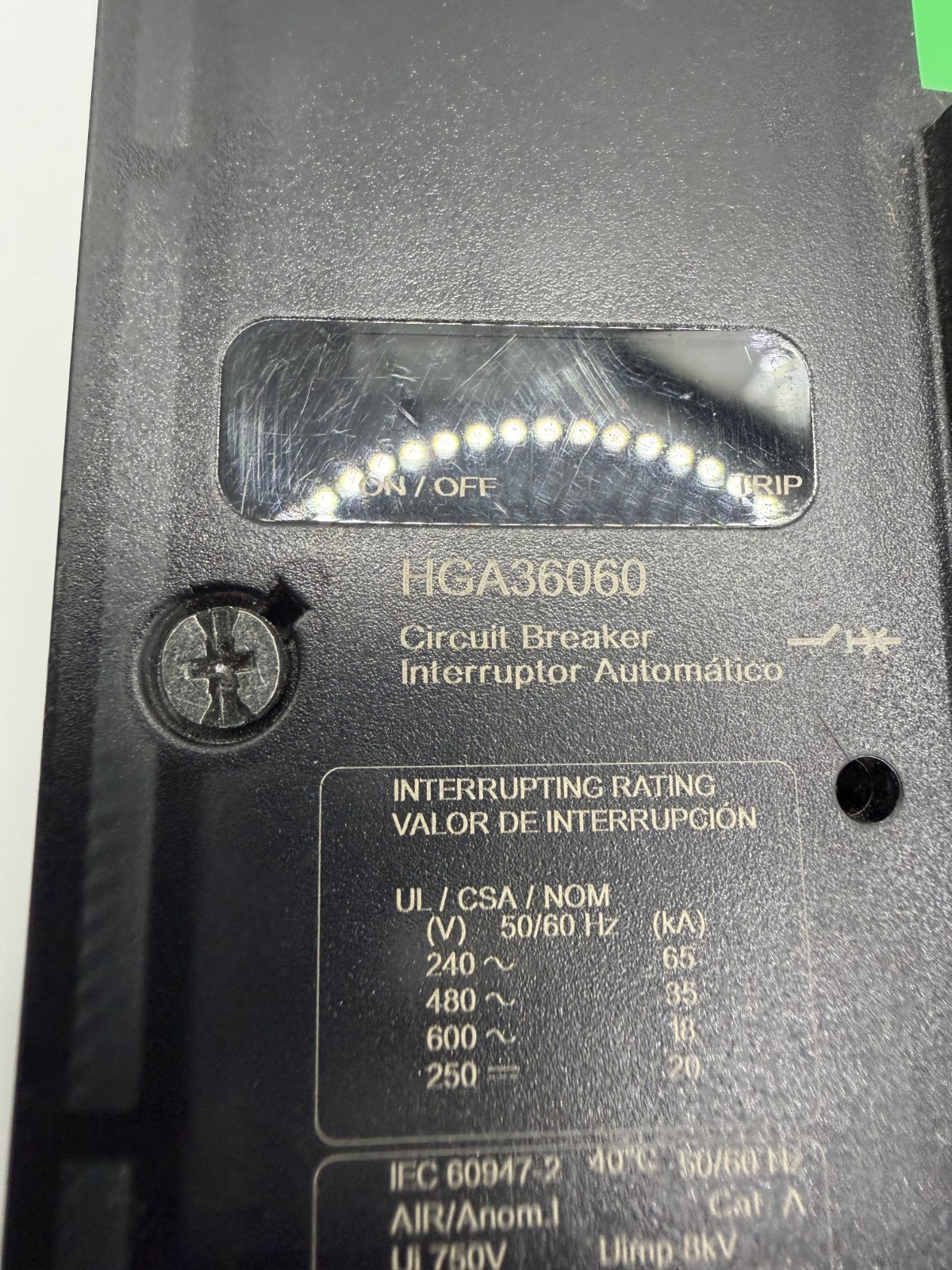 Square D HGA36060 60A 600V 35kA 3P PowerPact I-line Circuit Breaker – tested