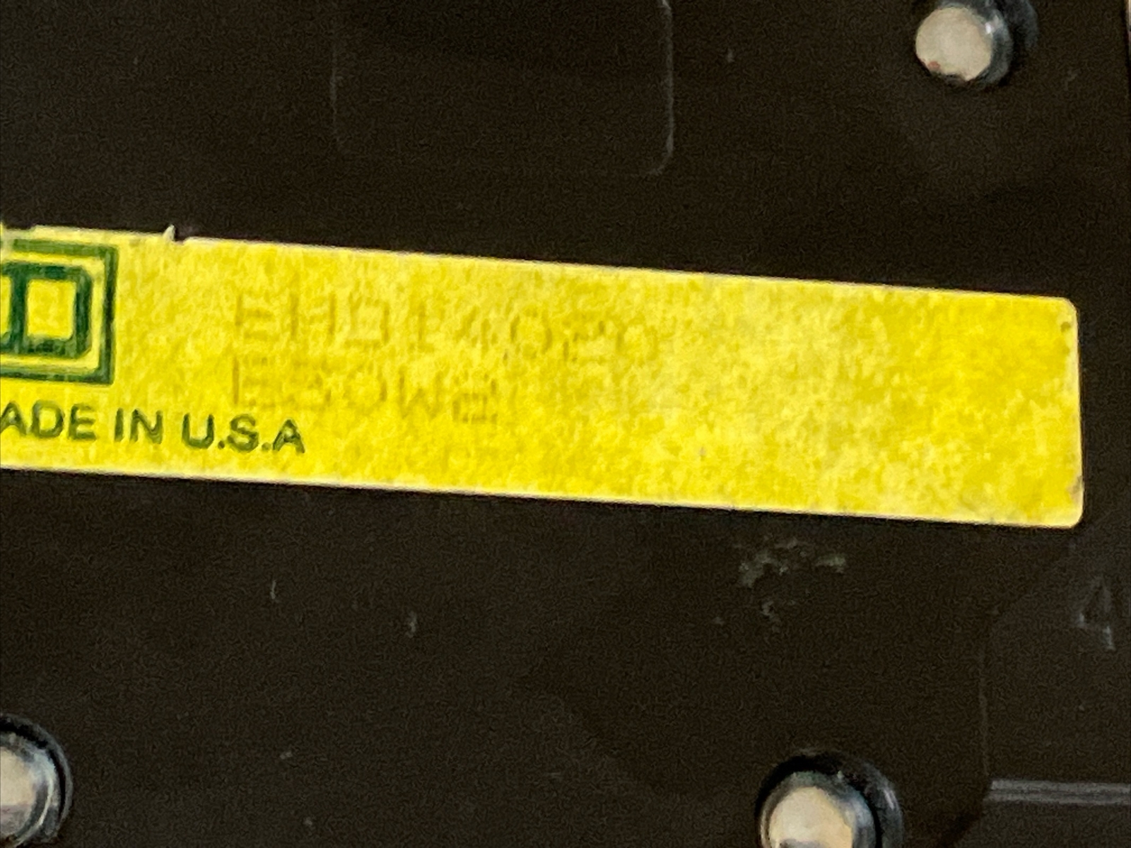 Square D EHB14020 20A Circuit Breaker 14kA @ 277 VAC Type EHB4 1 Pole 20 Amp