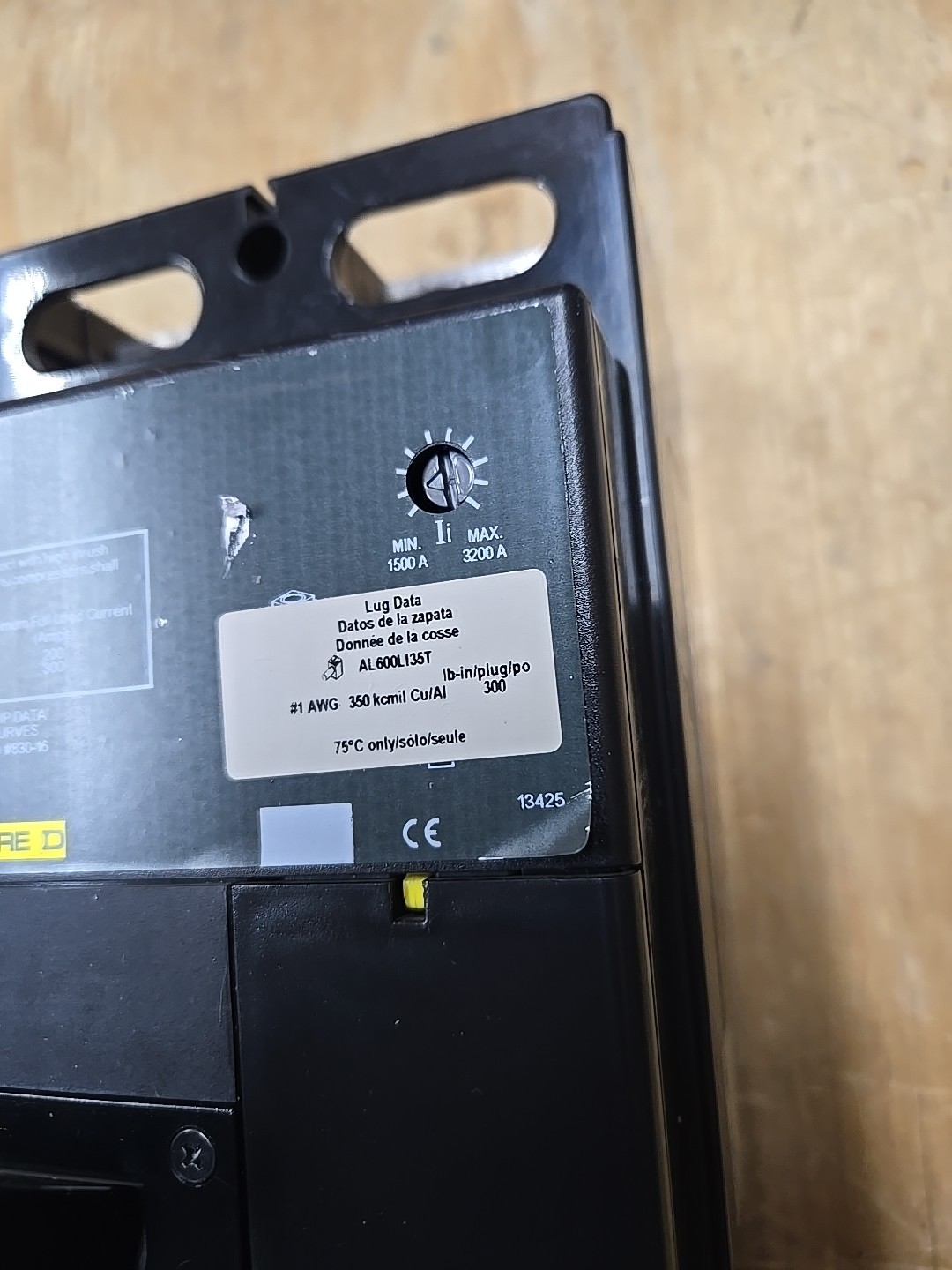 SQUARE D 300A I-LIMITER CIRCUIT BREAKER 3P 600V W/ 1500-3200A TRIP LIL363008041