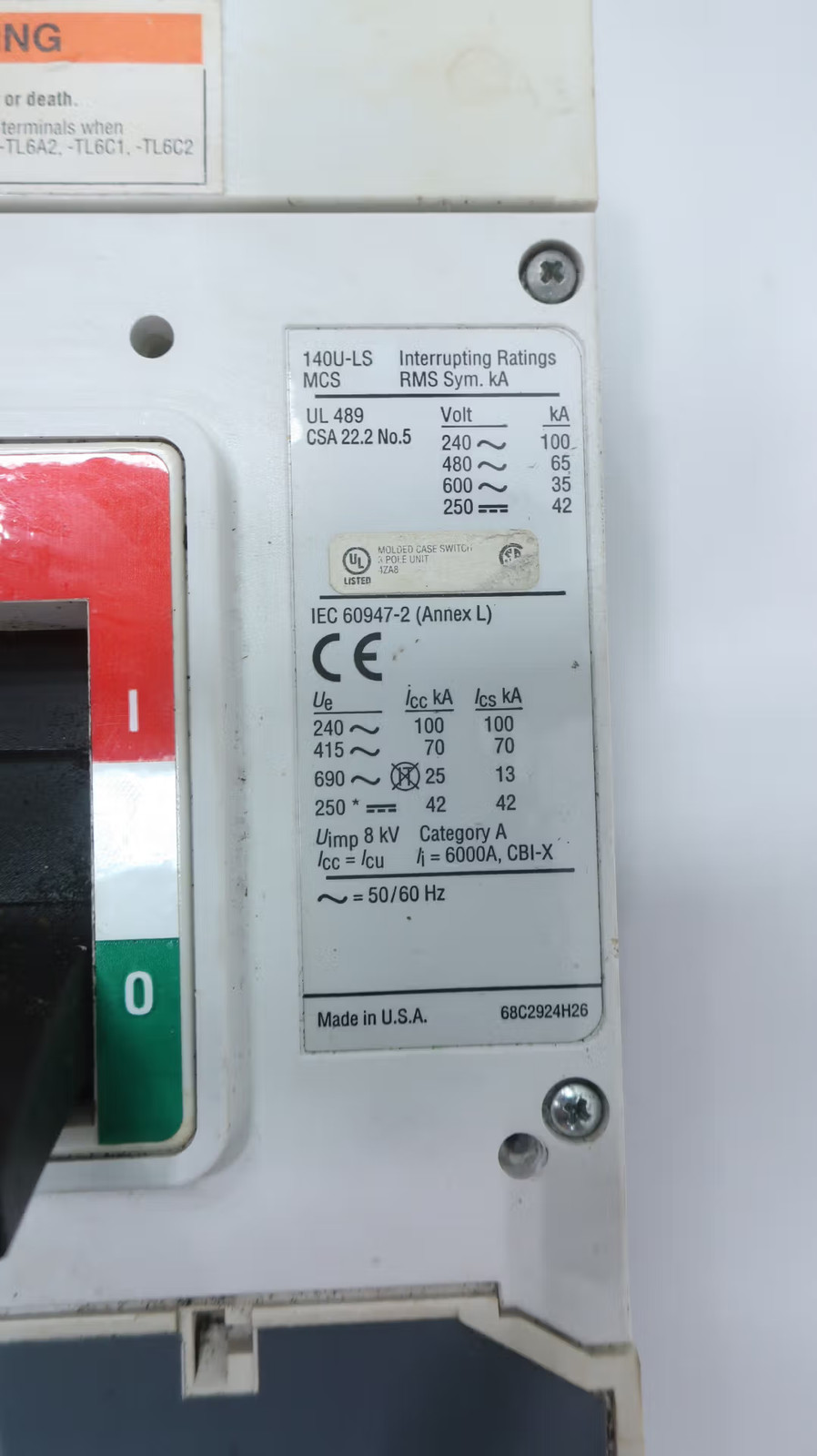 Allen Bradley 140U-LS Molded Case Switch 400a 240/480/600v-ac 3p