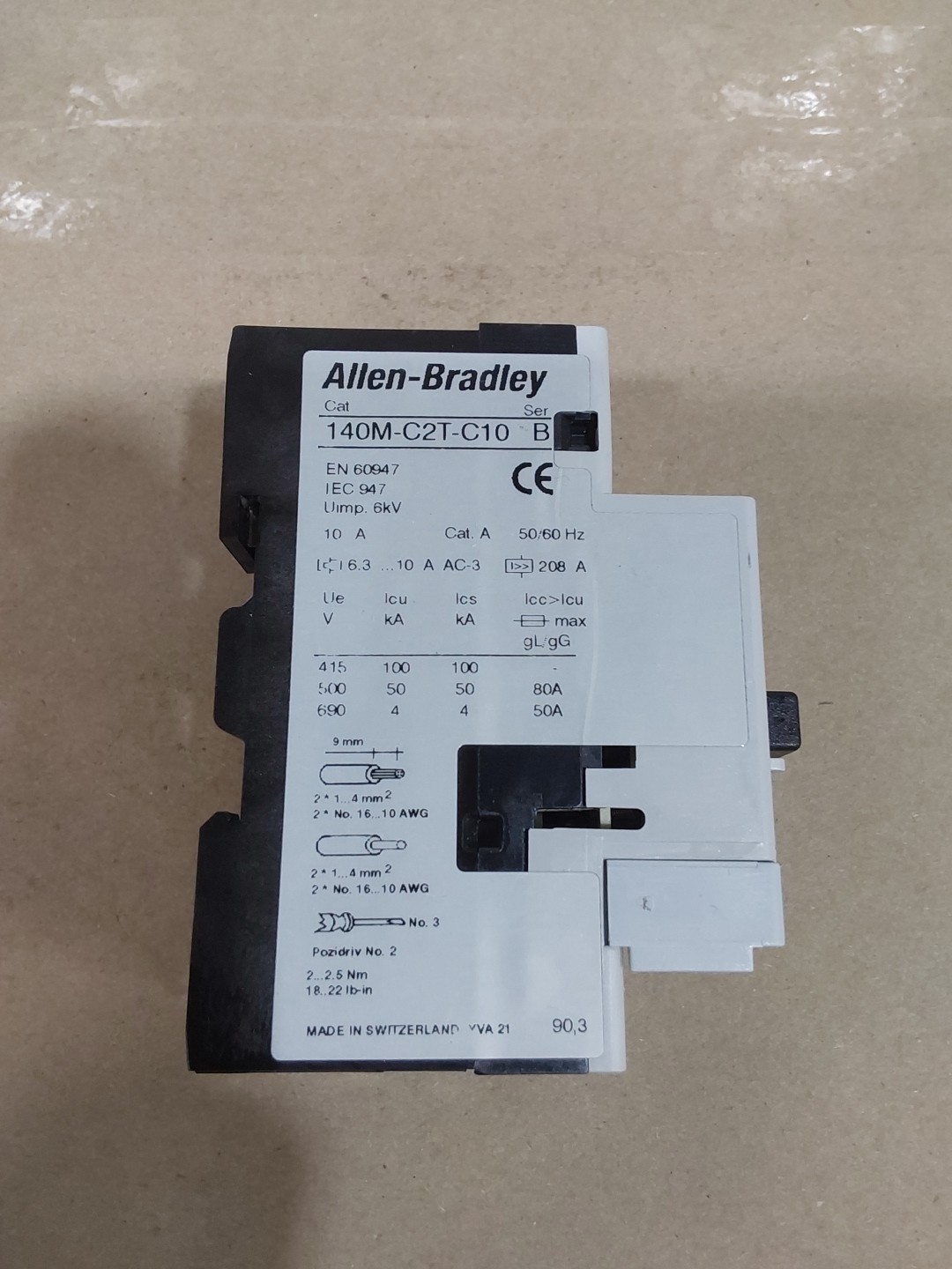 Allen-Bradley 140M-C2T-C10 Circuit Breaker, Ser B, 6.3-10A