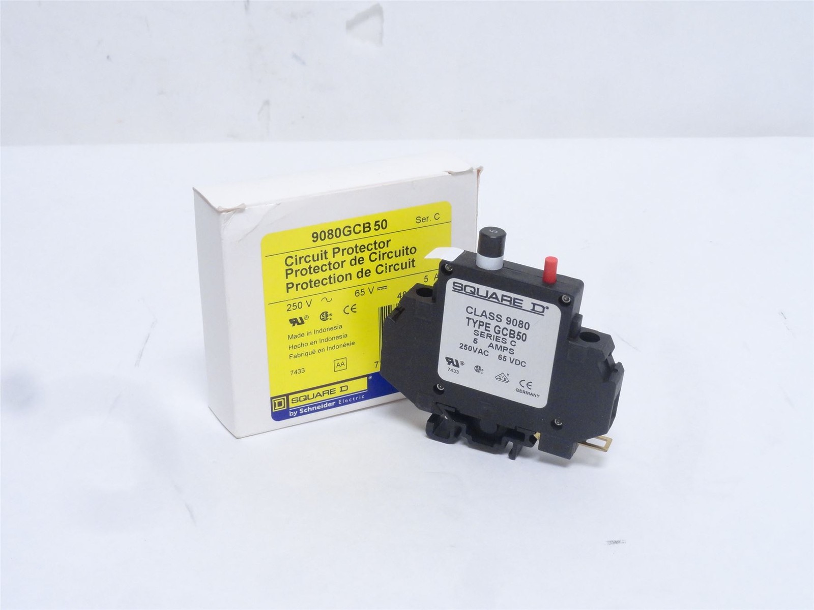 248681 New In Box; Square D 9080GCB-50 Circuit Protector; 5 Amp; 250VAC/65VDC