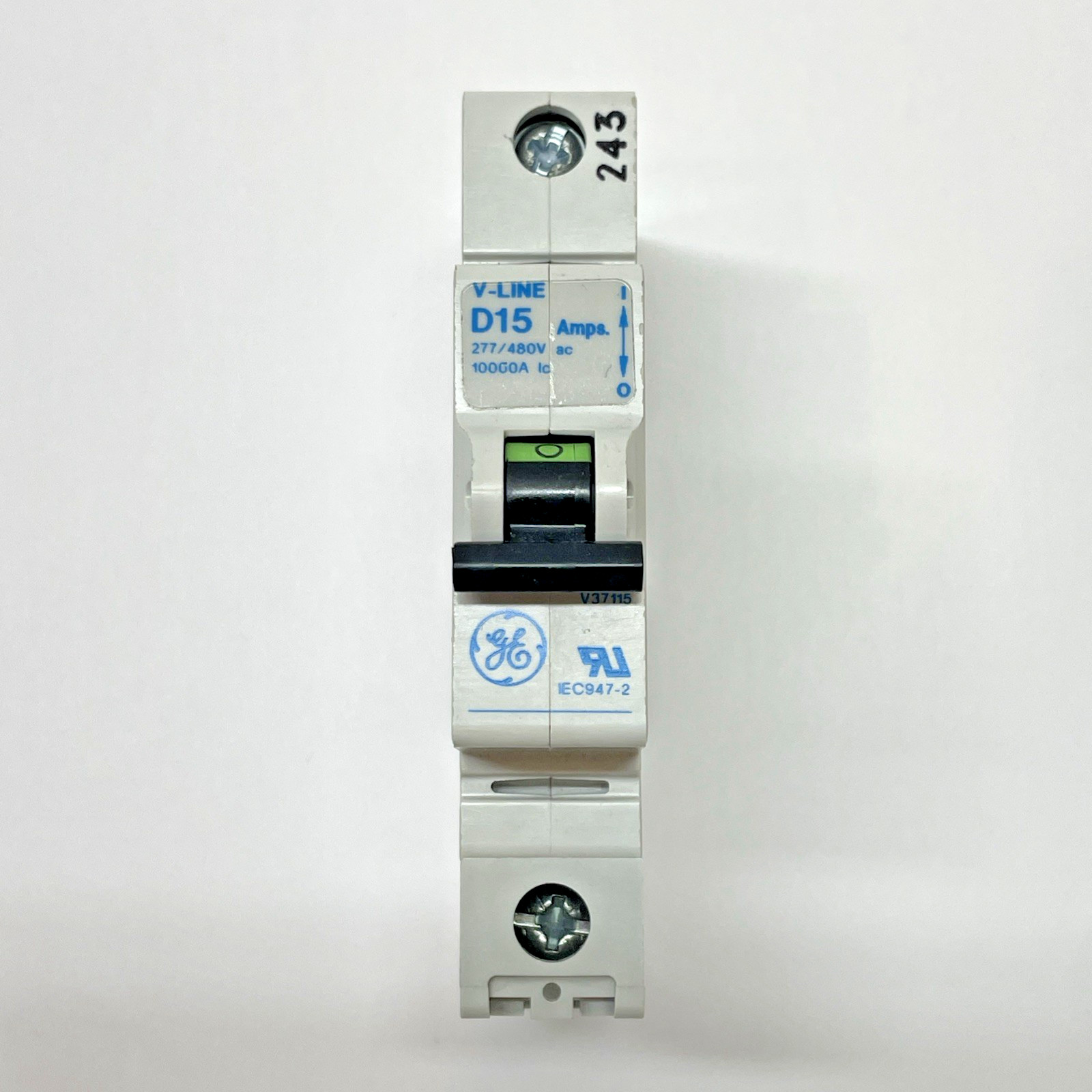 GE V-LINE V37115 15A 1-Pole DIN-Rail Circuit Breaker D15 277/480V (NEW)