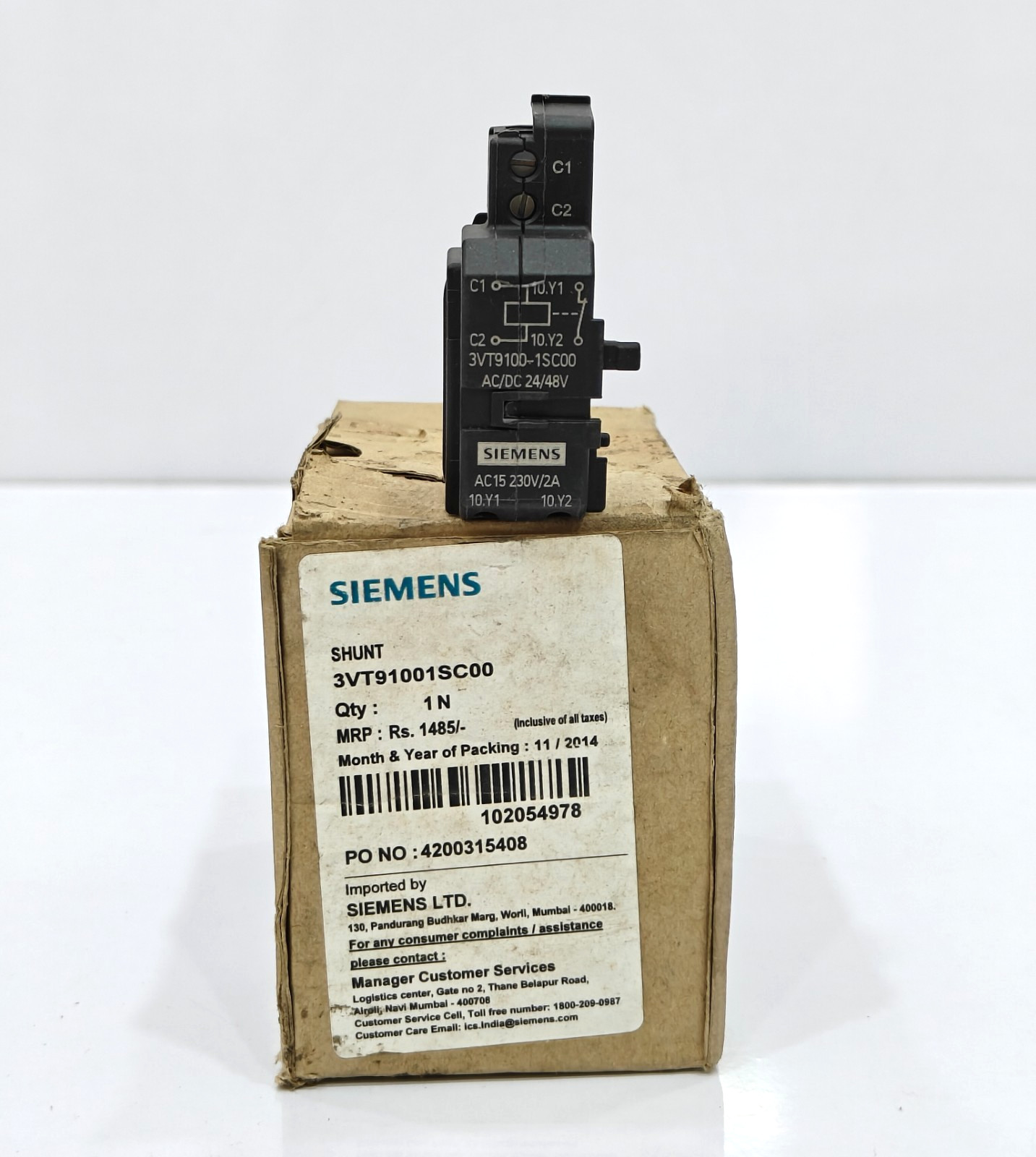 SIEMENS 3VT9100-1SC00 SHUNT TRIP UNIT 24/48V AC/DC