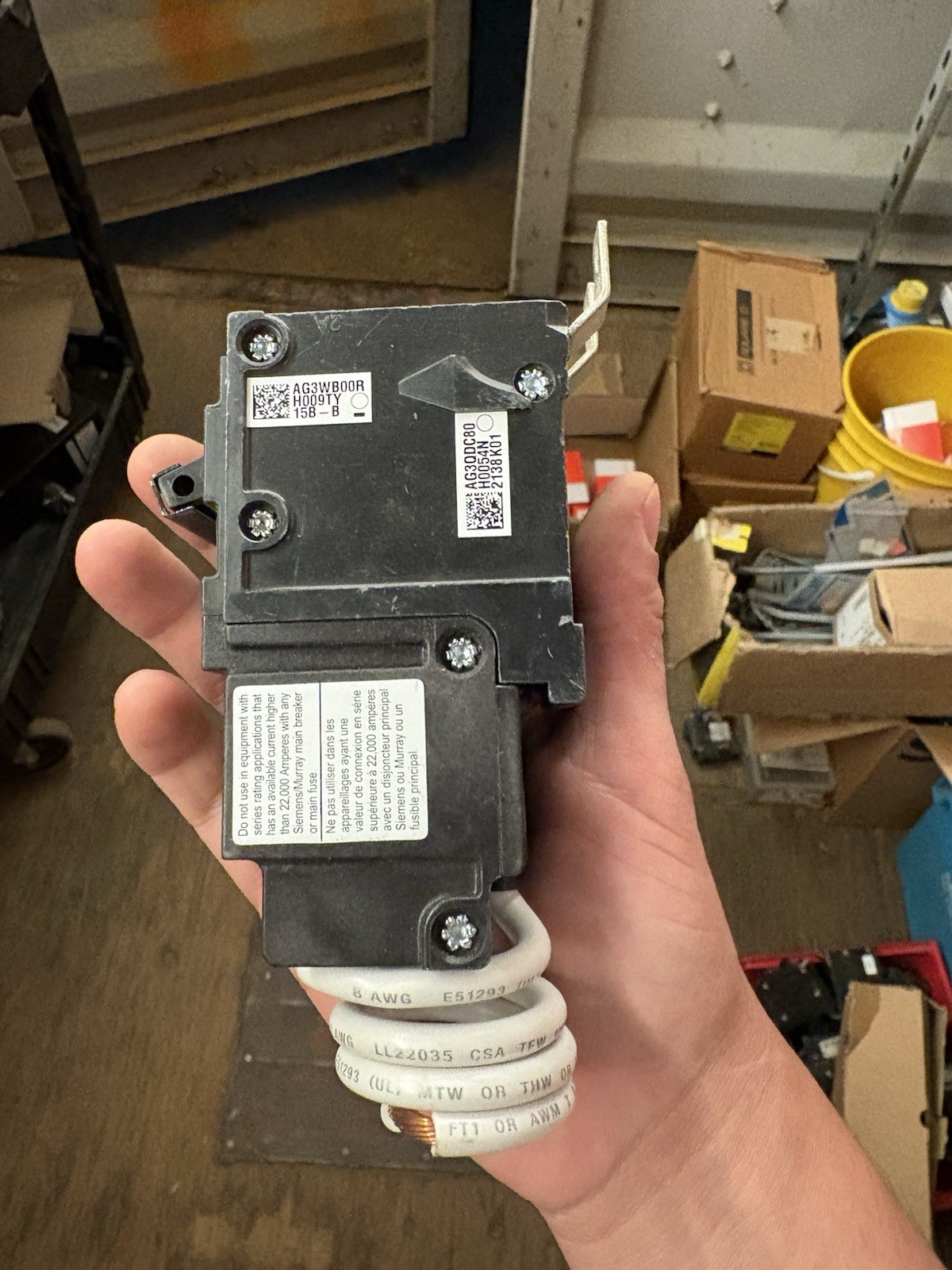 Siemens AG3WB00R Circuit Breaker 15A 2-Pole 120/240V Ground Fault Test Button